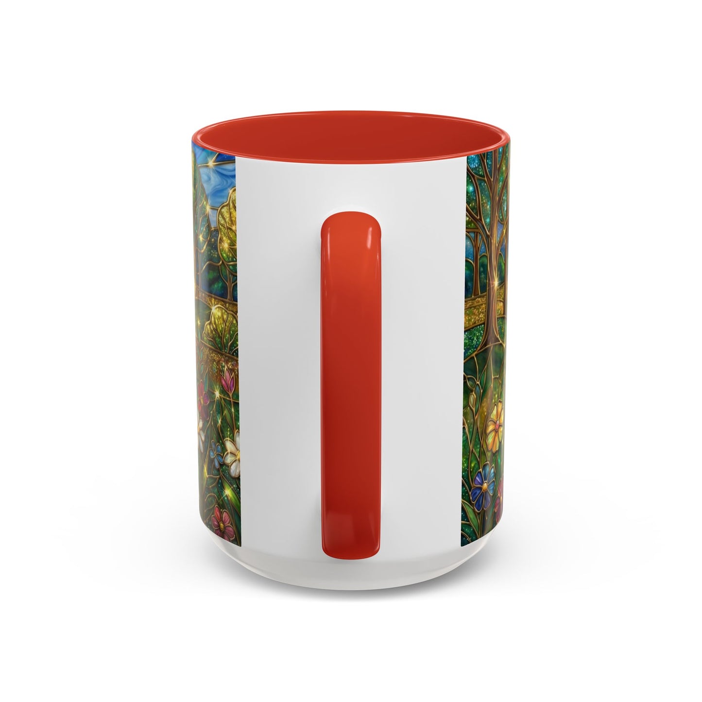 Stained Glass Mug, River Landscape Coffee Cup, Nature Lover Gift, Floral Tea Mug, Gardener Present, Art Teacher Gift, Colorful Scenery Cup