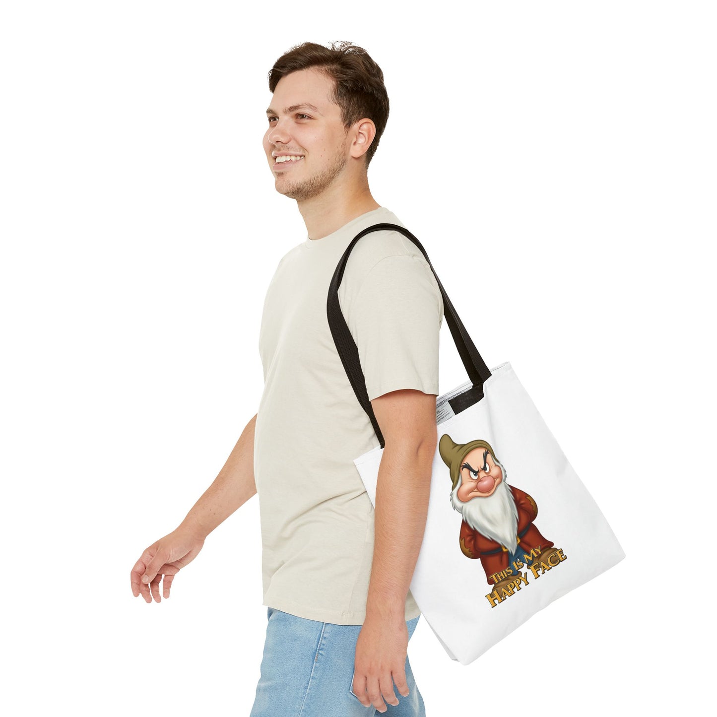 Grumpy Dwarf Tote Bag - "This Is My Happy Face"