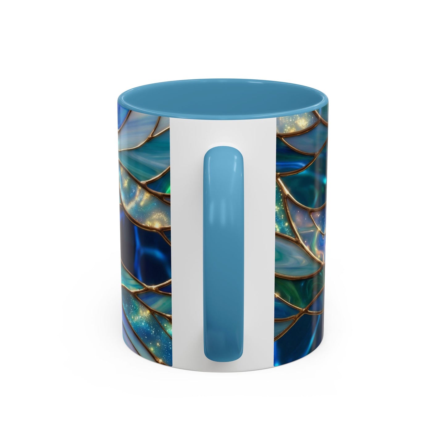 Stained Glass Jellyfish Mug, Ocean Art Coffee Cup, Nautical Sea Life Mug, Blue Teal Gold Glass Style Mug, Gift For Ocean Lovers Decor