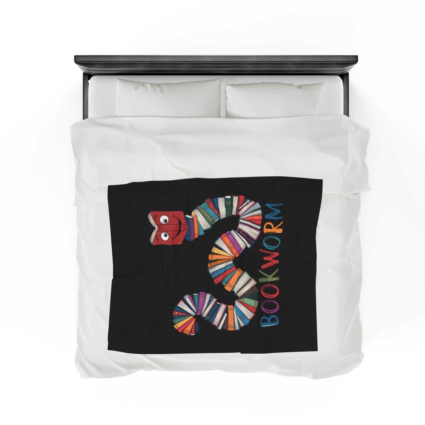 Velveteen Plush Blanket - Bookworm Design