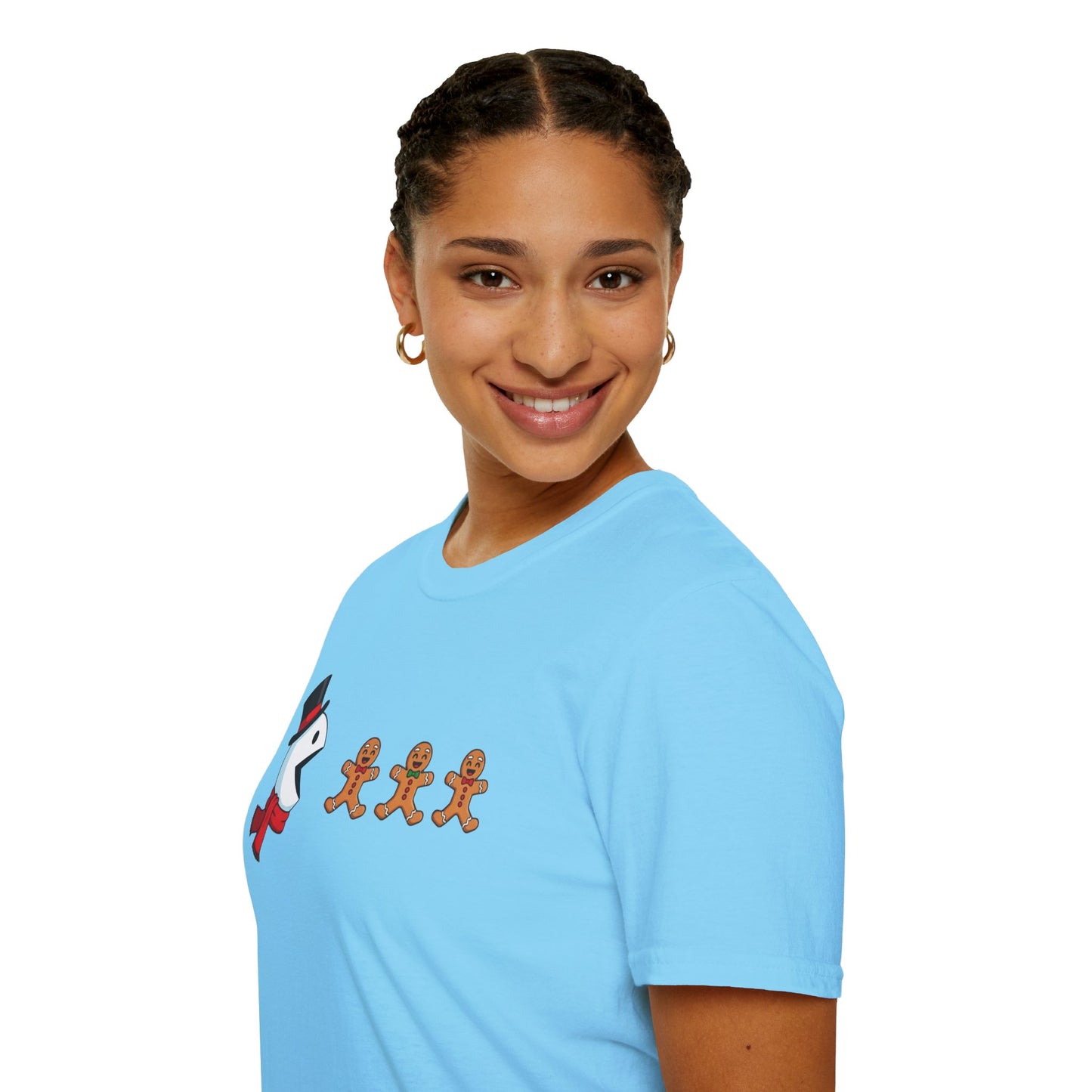 Snowman Pacman Christmas Shirt, Funny Gingerbread Men Tee, Cute Holiday Snowman T-Shirt, Christmas Humor Graphic Tee, Winter Holiday Shirt