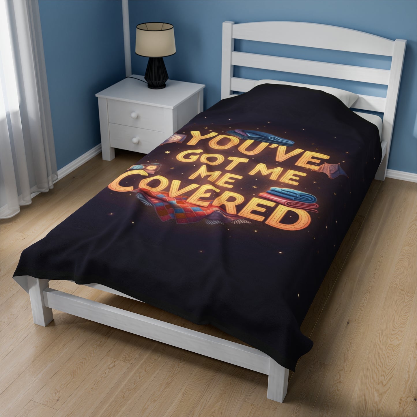 Velvet Plush Blanket, Soft Throw Blanket for Cuddling, 'You've Got Me Covered' Quote, Cozy Bedding, Warm Fleece Blanket, Couch Snuggle,