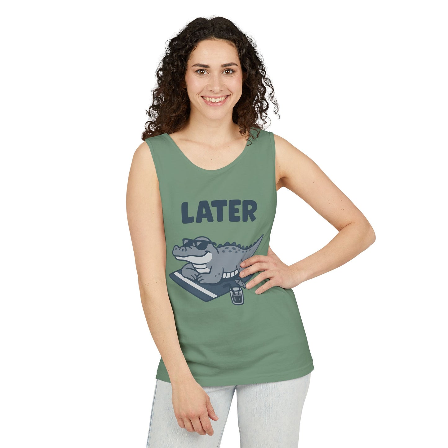 Funny Crocodile Tank Top - ‘Later Gator’ Cute Graphic Croc Tee, Summer Vest, Beach Gift, Sarcastic Animal Humor, Festival and Everyday Wear