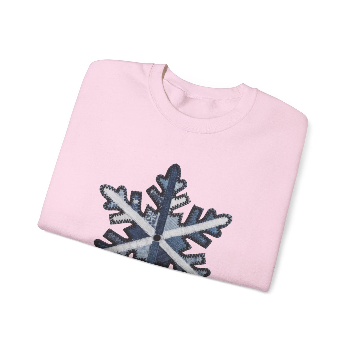 Faux Patchwork Snowflake Sweatshirt, Winter Snowflake Crewneck, Cozy Christmas Sweatshirt, Holiday Patchwork Sweater, Winter Gift