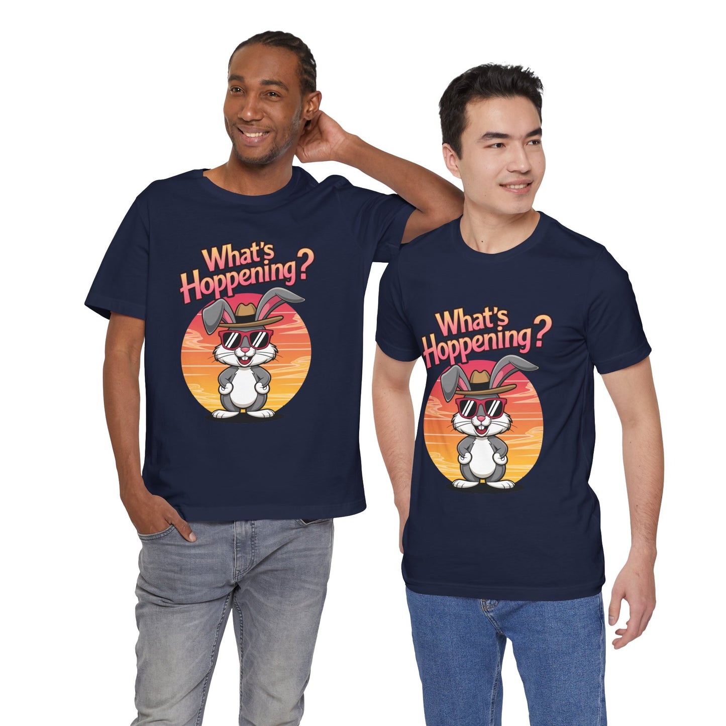 What’s Hoppening Funny Bunny Shirt – Cute Rabbit Pun T-Shirt – Sunset Graphic Tee for Animal Lovers, Easter, and Pun Enthusiasts