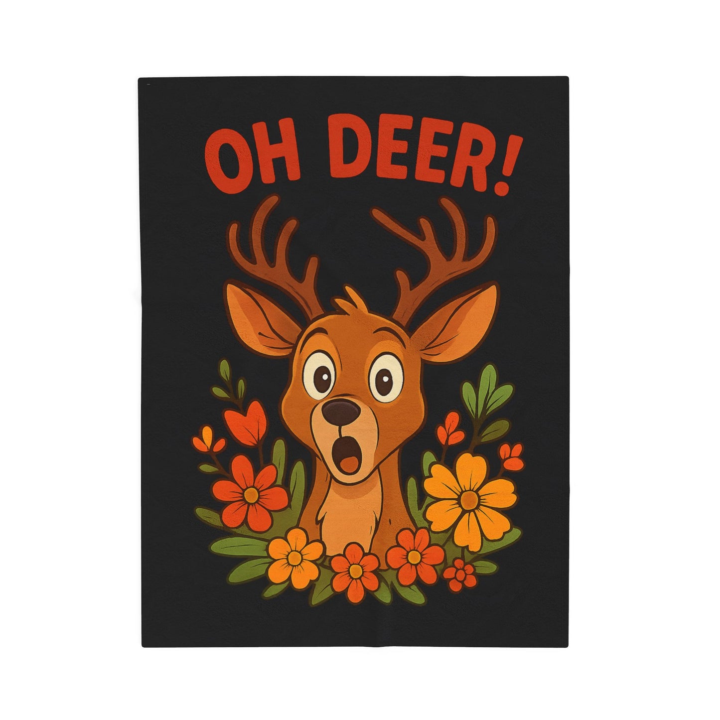 Plush Blanket - Startled Deer Oh Deer Design Wildlife Decor Deer Throw Animal Decor