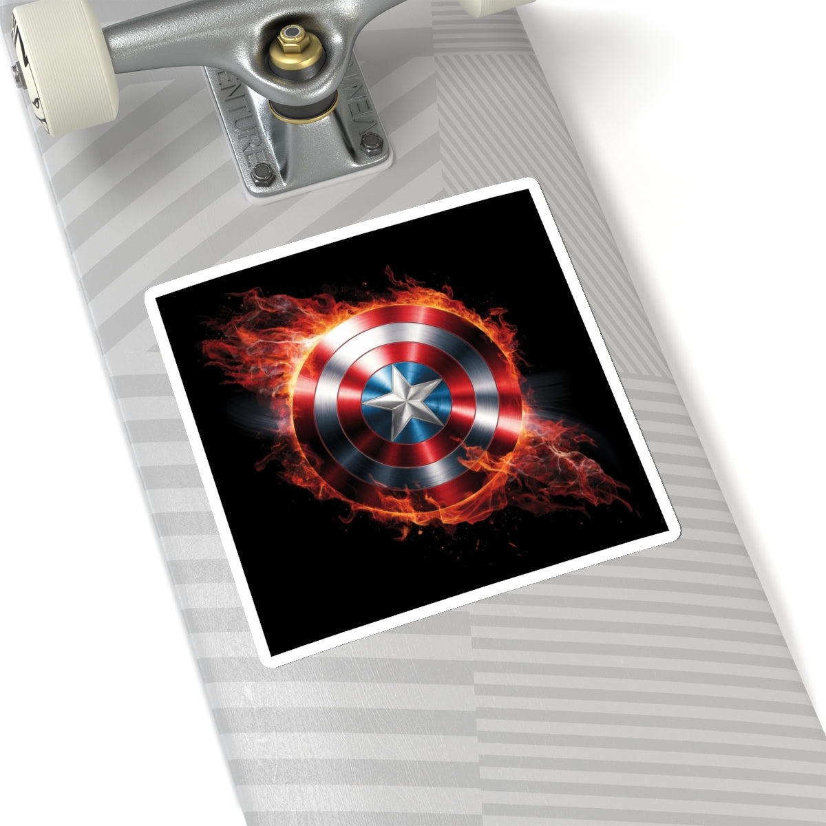 Sticker - Captain America Flaming Shield Design