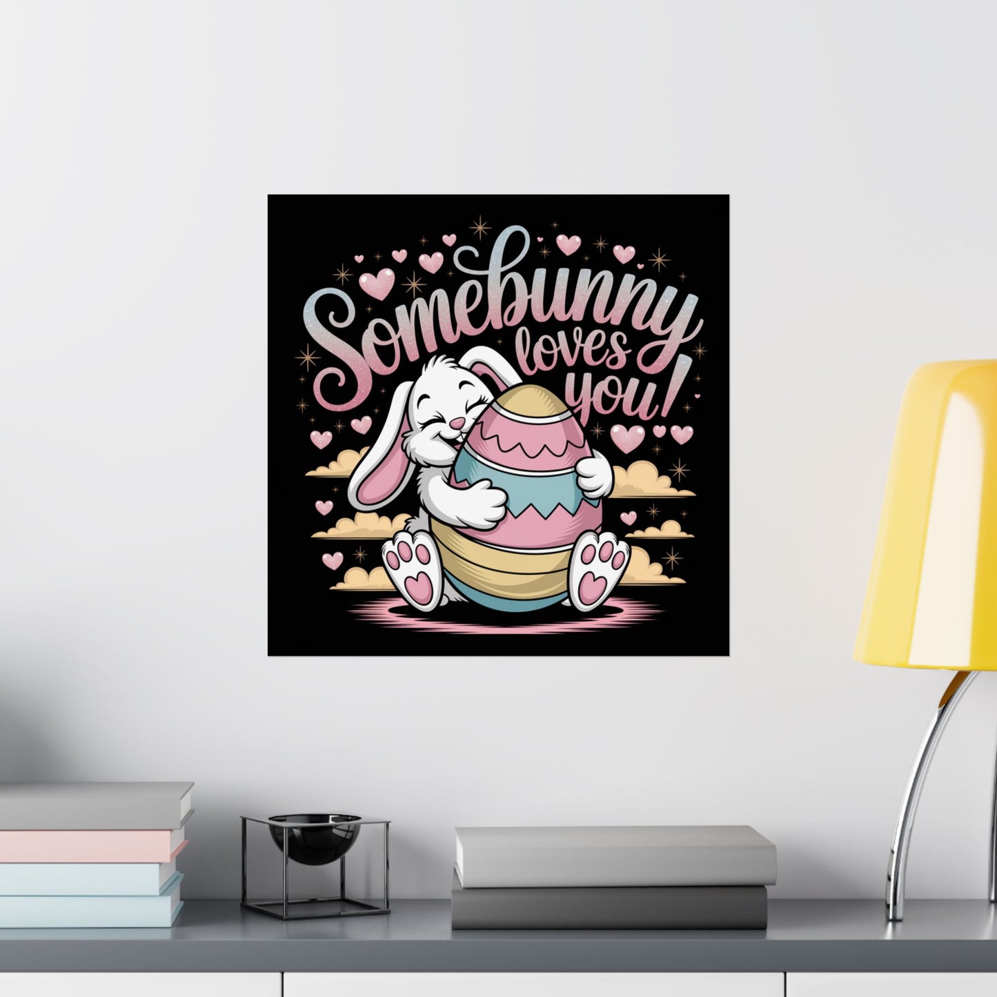 Poster Somebunny Loves You Easter Bunny Poster Easter Decor Easter Wall Art