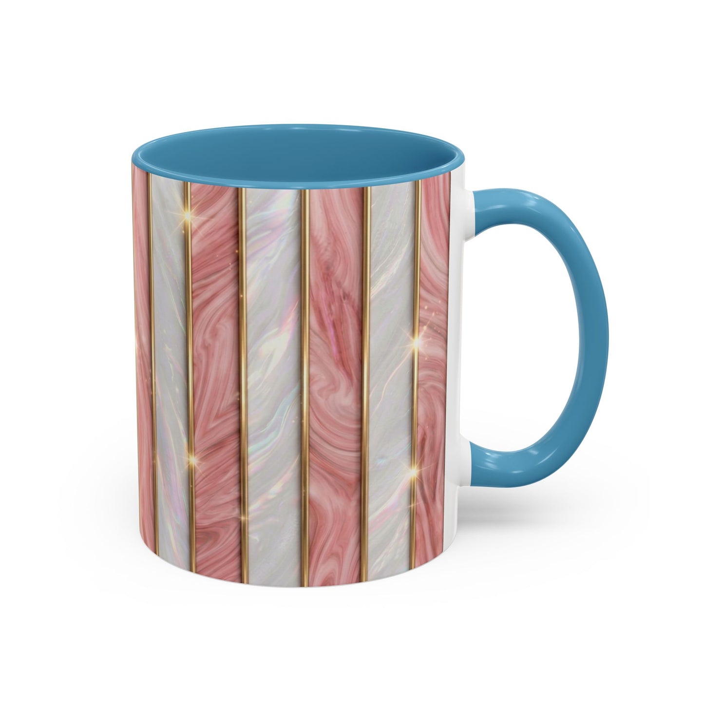 Pink Marble Coffee Mug, Gold Stripe Faux Agate Cup, Glam Desk Accessory, Elegant Tea Mug, Luxury Gift for Her, Chic Office Desk Decor