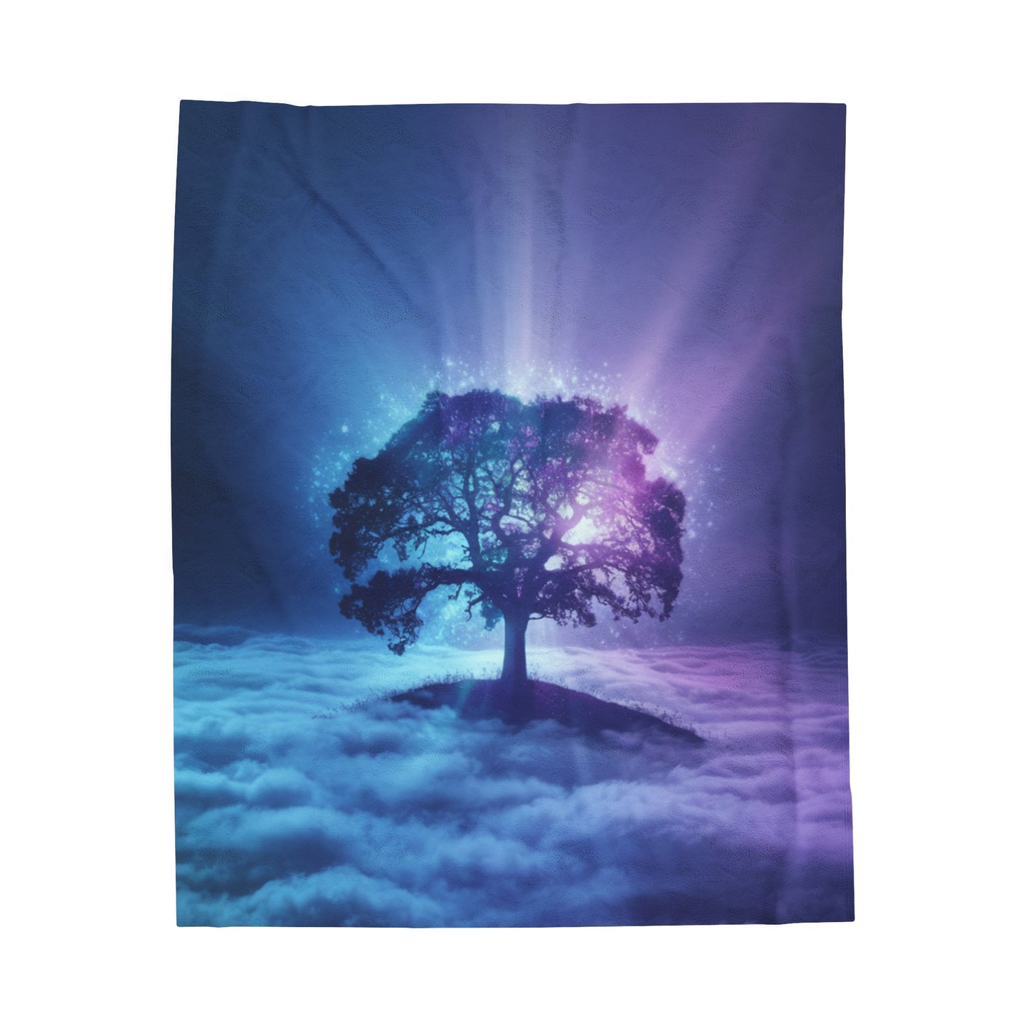 Plush Blanket Dreamy Tree in the Clouds Design