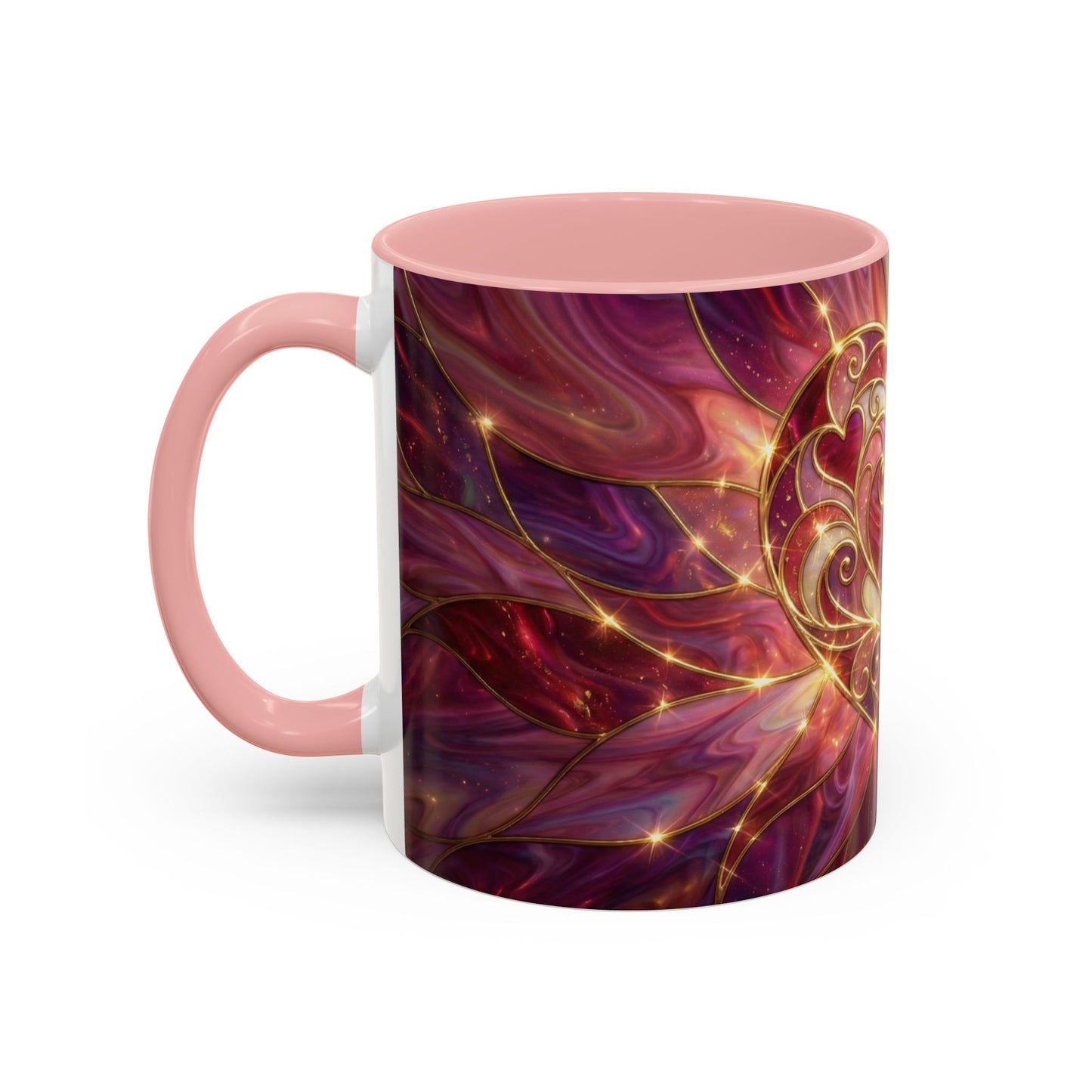 Stained Glass Heart Mug, Romantic Coffee Mug, Valentine Gift Mug, Love Heart Cup, Pink Aesthetic Mug, Anniversary Gift For Her