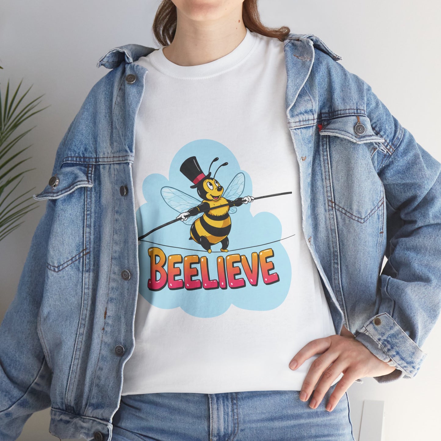 “Beelieve” Bee Pun T‑Shirt | Cute Bee Graphic Tee | Inspirational Pun Shirt | Funny Nature Lover Gift | Bee Belief Positive Vibes Tee