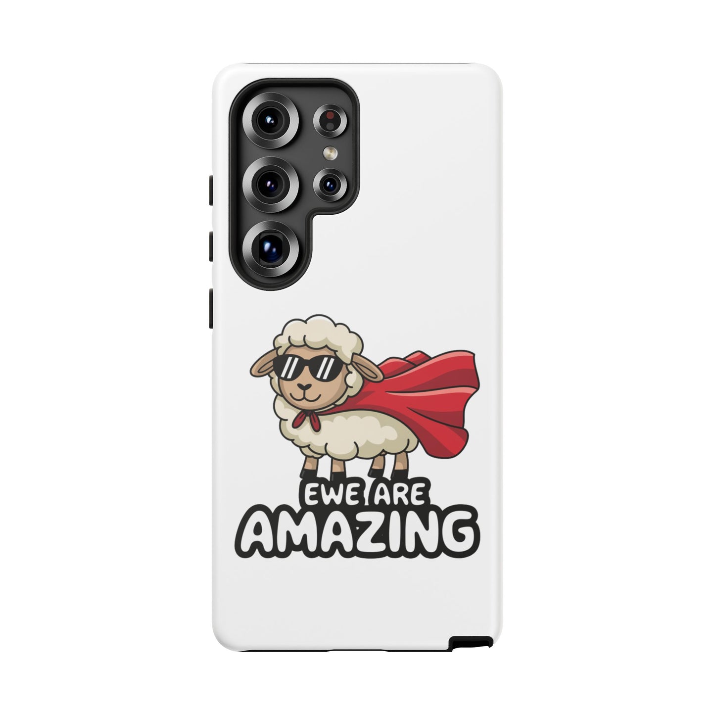 Funny Samsung Case - Cute Sheep Phone Cover - "Ewe Are Amazing" Gift for Her or Him - Animal Pun Superhero Case - Samsung Case