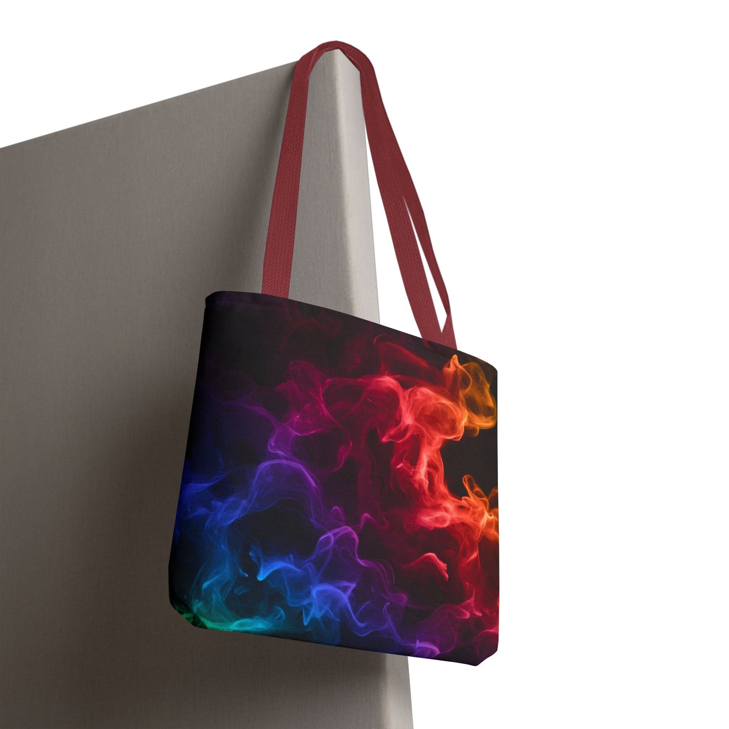 Chromatic Ember Tote Bag, Colorful Smoke Art Design With Red, Blue, And Orange Hues, Abstract Reusable Tote For Artists, Gifts, And Everyday Use
