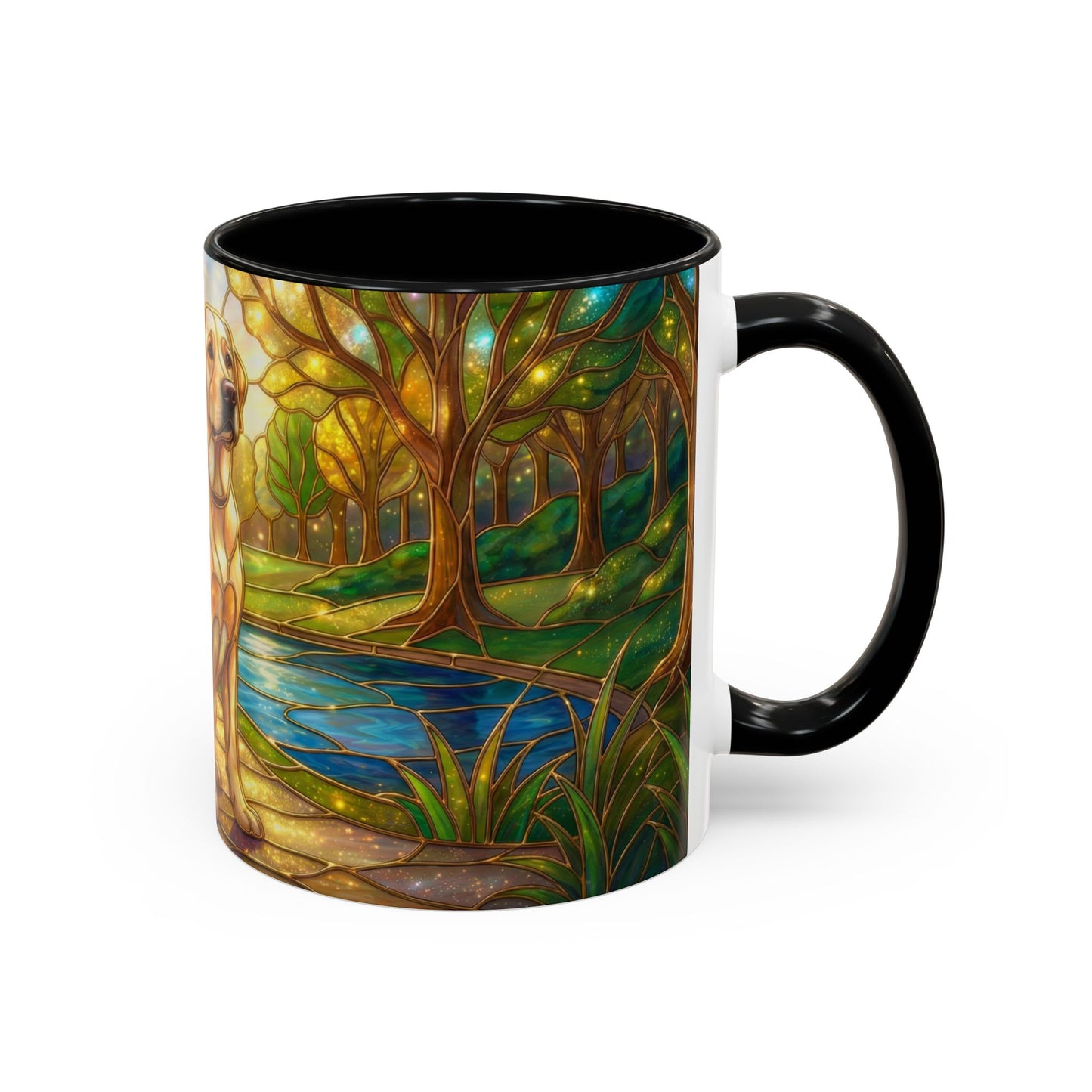 Stained Glass Labrador Mug, Dog Lover Coffee Mug, Labrador Retriever Art Cup, Pet Memorial Gift, Colorful Dog Mug, Nature Art Mug
