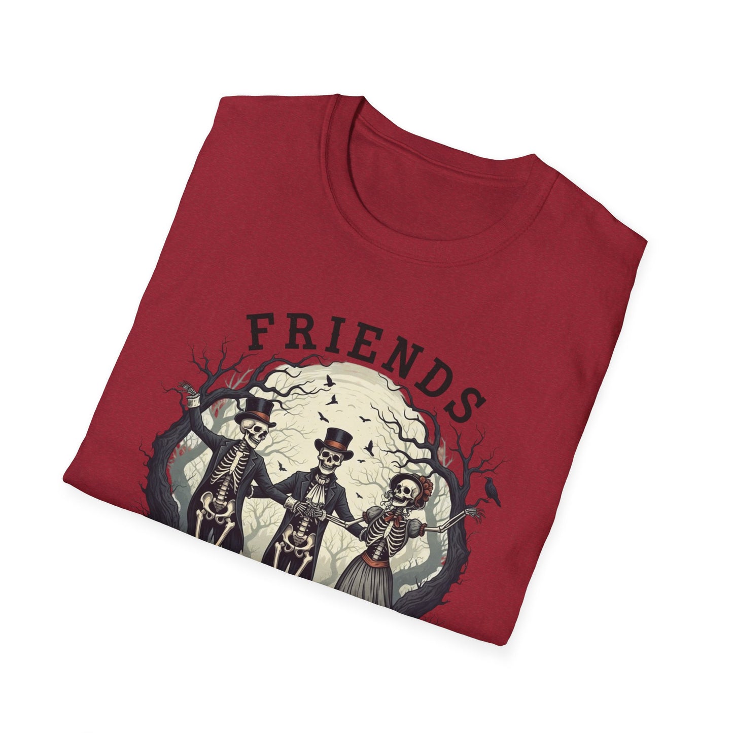 Friends Till The End Skeleton Tee | Dancing Skeleton Friends Shirt | Halloween Gothic BFF Gift | Unisex Heather Grey Graphic T-Shirt