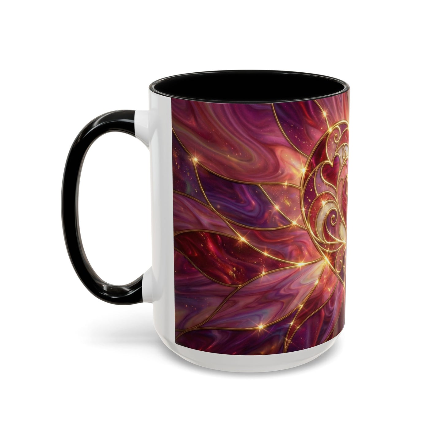 Stained Glass Heart Mug, Romantic Coffee Mug, Valentine Gift Mug, Love Heart Cup, Pink Aesthetic Mug, Anniversary Gift For Her