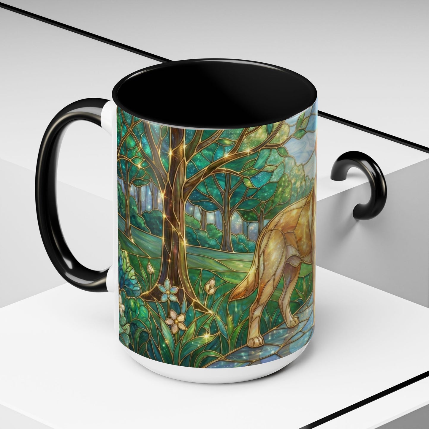 Stained Glass Labrador Mug, Dog Lover Coffee Mug, Labrador Retriever Art Cup, Pet Memorial Gift, Colorful Dog Mug, Nature Art Mug