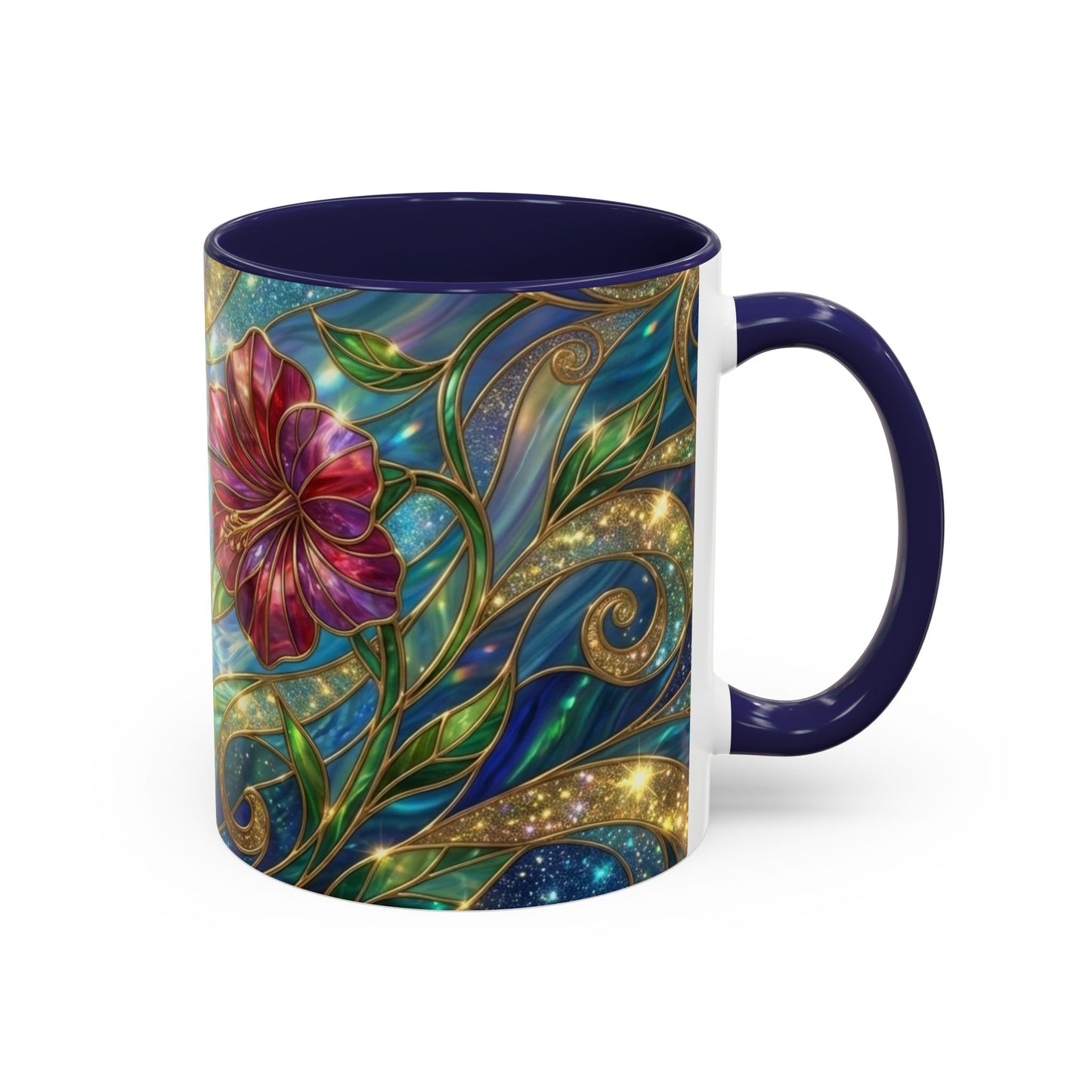 Stained Glass Hummingbird Mug, Colorful Floral Coffee Cup, Bird And Flower Art Mug, Nature Lover Gift, Artistic Garden Mug, Unique Gift