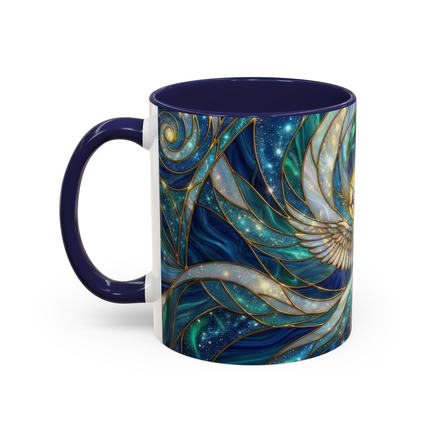 Stained Glass Dove Mug, Christian Coffee Cup, Religious Gift, Faith Art Mug, Holy Spirit Dove, Inspirational Christian Mug