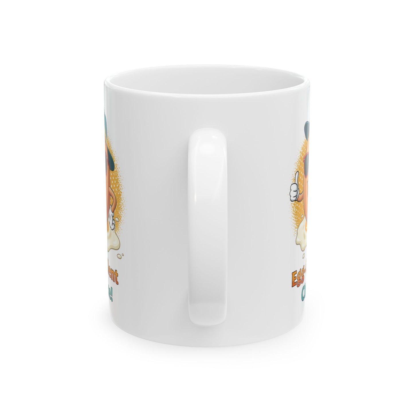 Egg-Cellent Choice! Funny Cartoon Egg Mug with Sunglasses & Hat – Cute Breakfast Ceramic Coffee Cup – Punny Gift for Egg Lovers