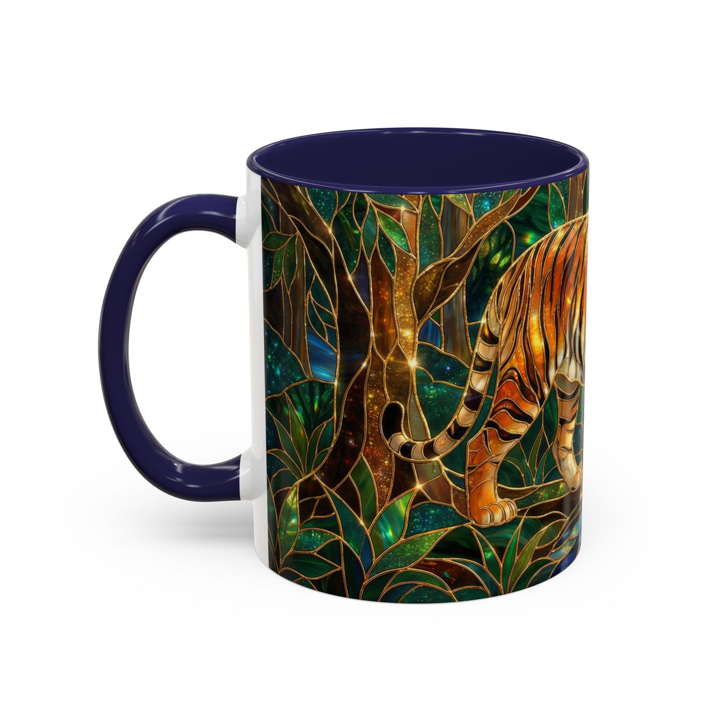 Stained Glass Tiger Mug, Tiger Coffee Cup, Wildlife Art Mug, Jungle Tiger Gift, Animal Lover Mug, Nature Inspired Coffee Cup