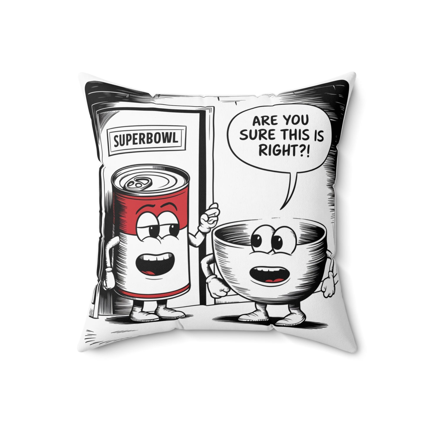 Square Pillow Funny Superbowl Comic Design