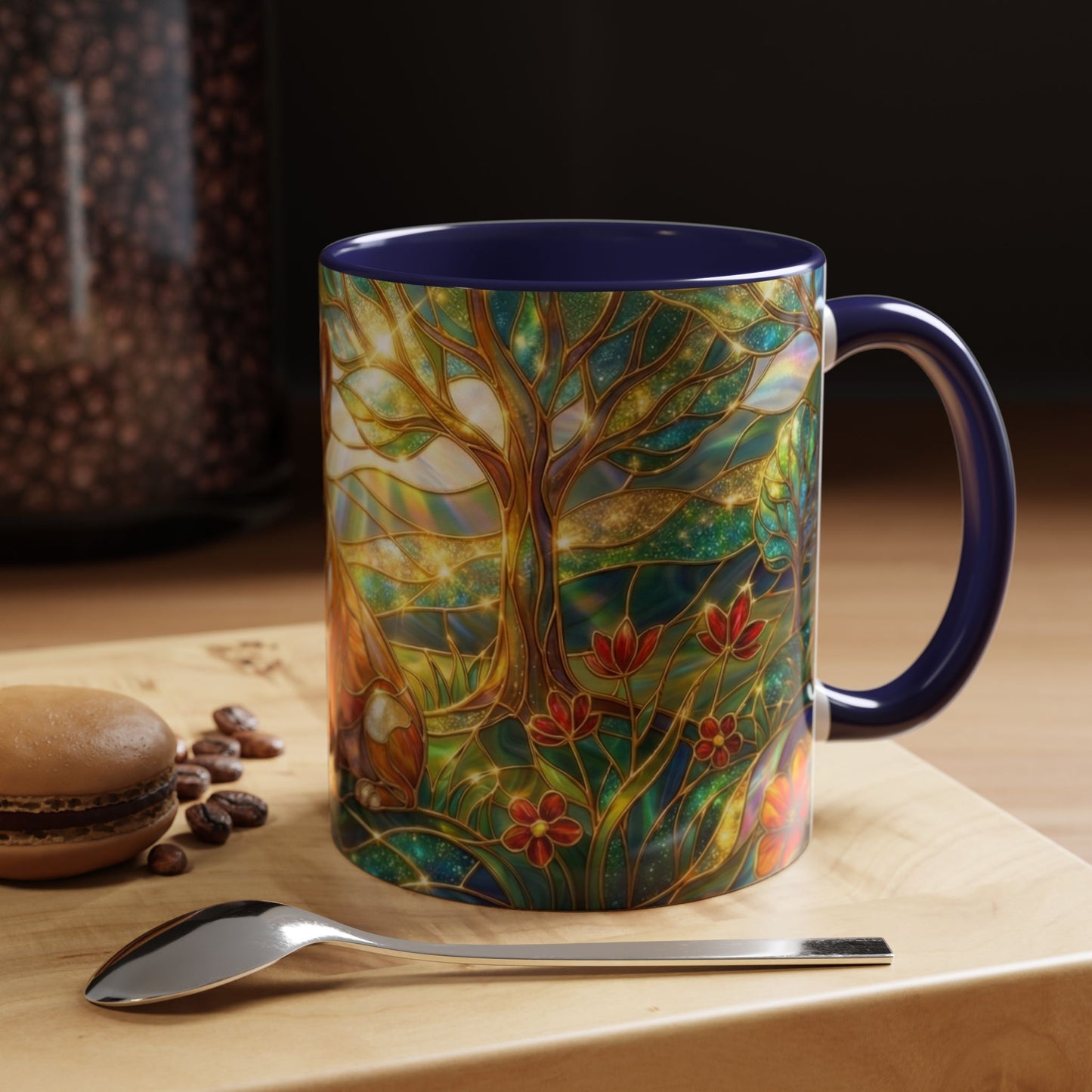 Stained Glass French Bulldog Mug, Frenchie Dog Coffee Mug, Dog Lover Gift Cup, Colorful Art Nouveau Dog Mug, Pet Lover Gift