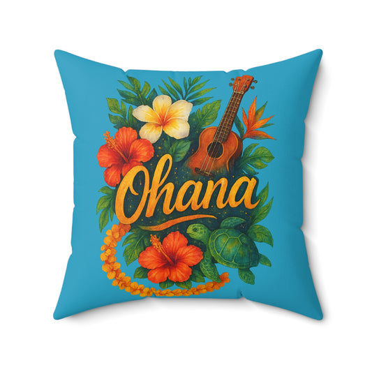 Hawaiian Ohana Throw Pillow | Tropical Decorative Cushion | Beach House Decor | Aloha Gift | Luau Party Pillow | Island Vibes Home Decor