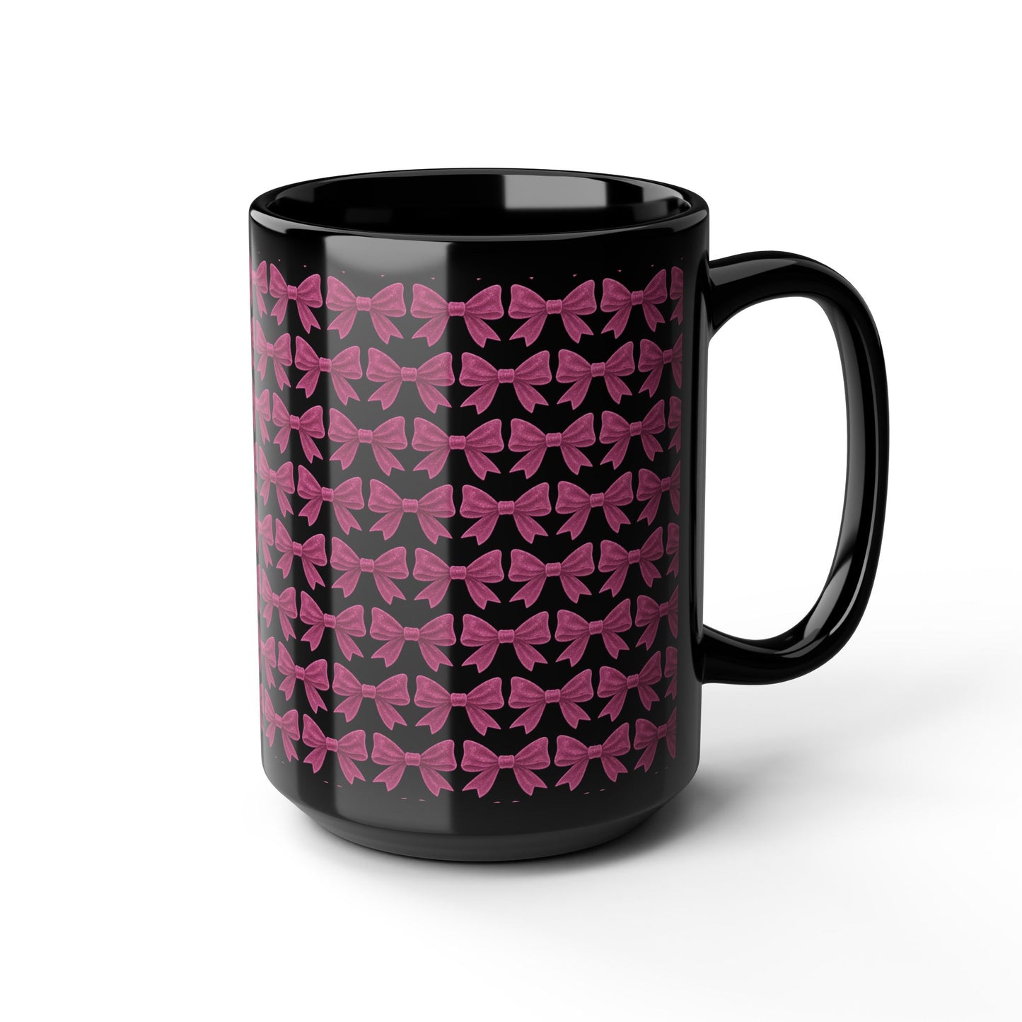 Black Bow Pattern Mug, Pink Bow Aesthetic Mug, Coquette Coffee Mug, Girly All Over Bow Cup, Cute Trendy Mug, Gift For Her