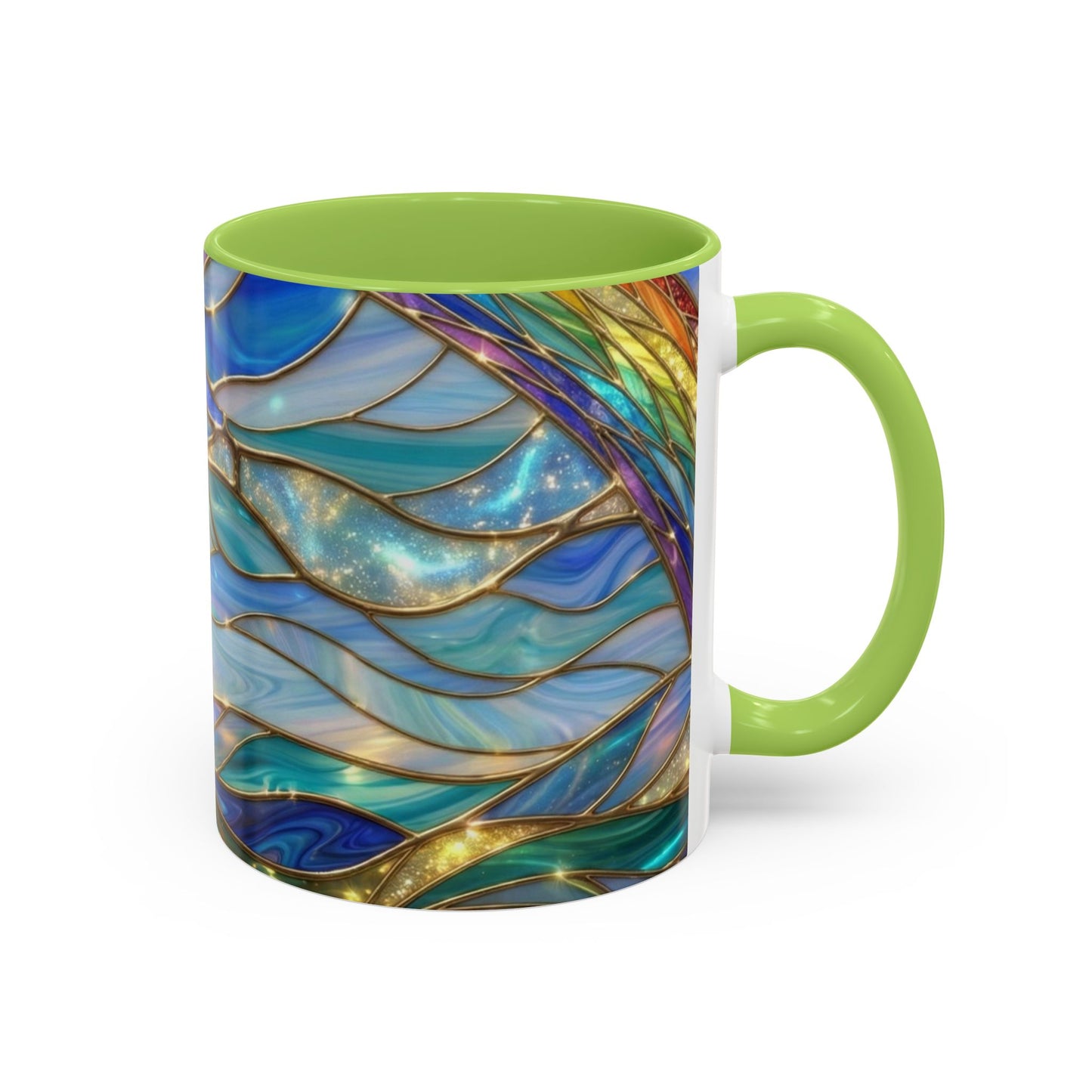 Stained Glass Rainbow Mug, Pot Of Gold Coffee Cup, St Patricks Day Gift, Magical Fantasy Tea Cup, Lucky Irish Leprechaun, Colorful Art
