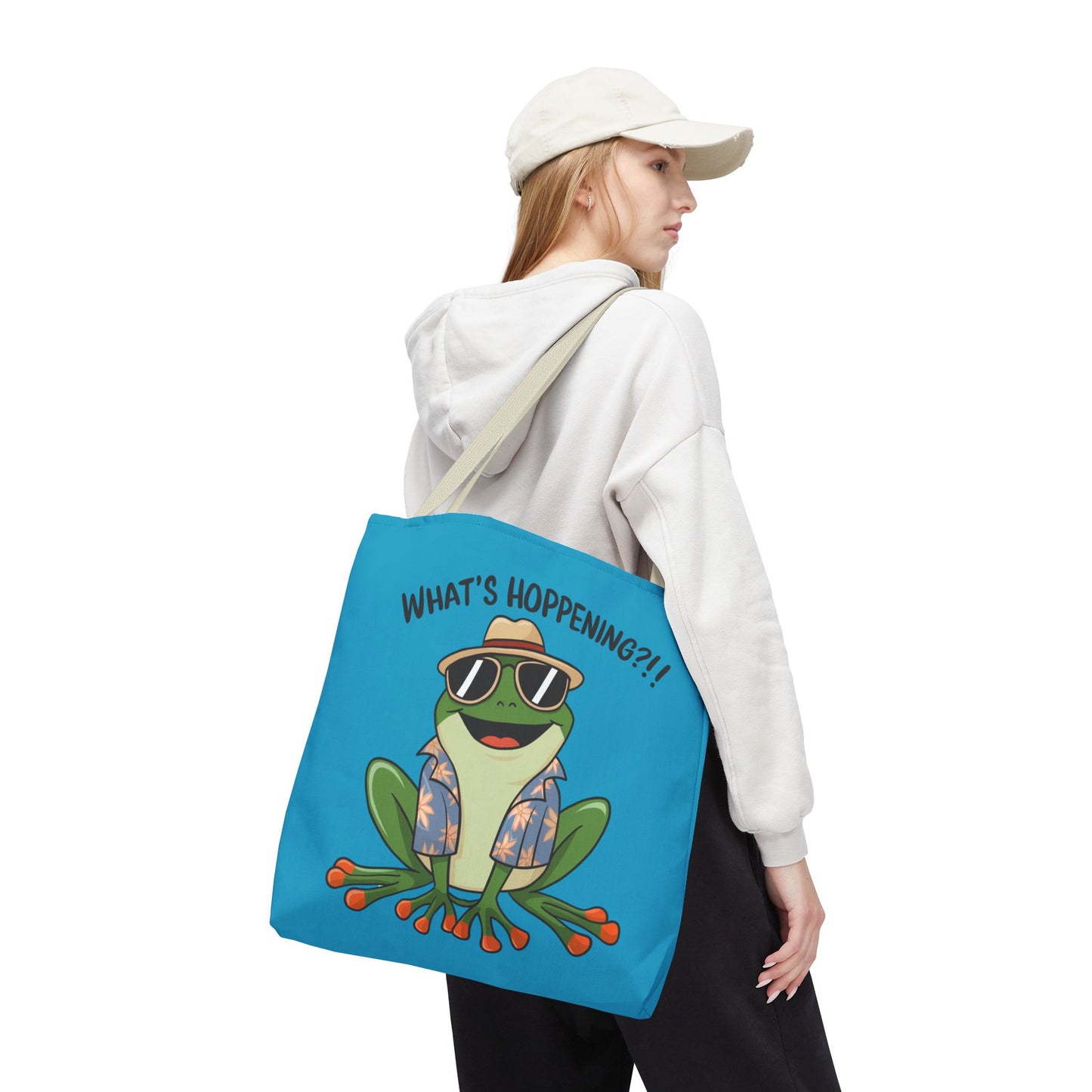 Frog Tote Bag - What's Hoppening Pun Design