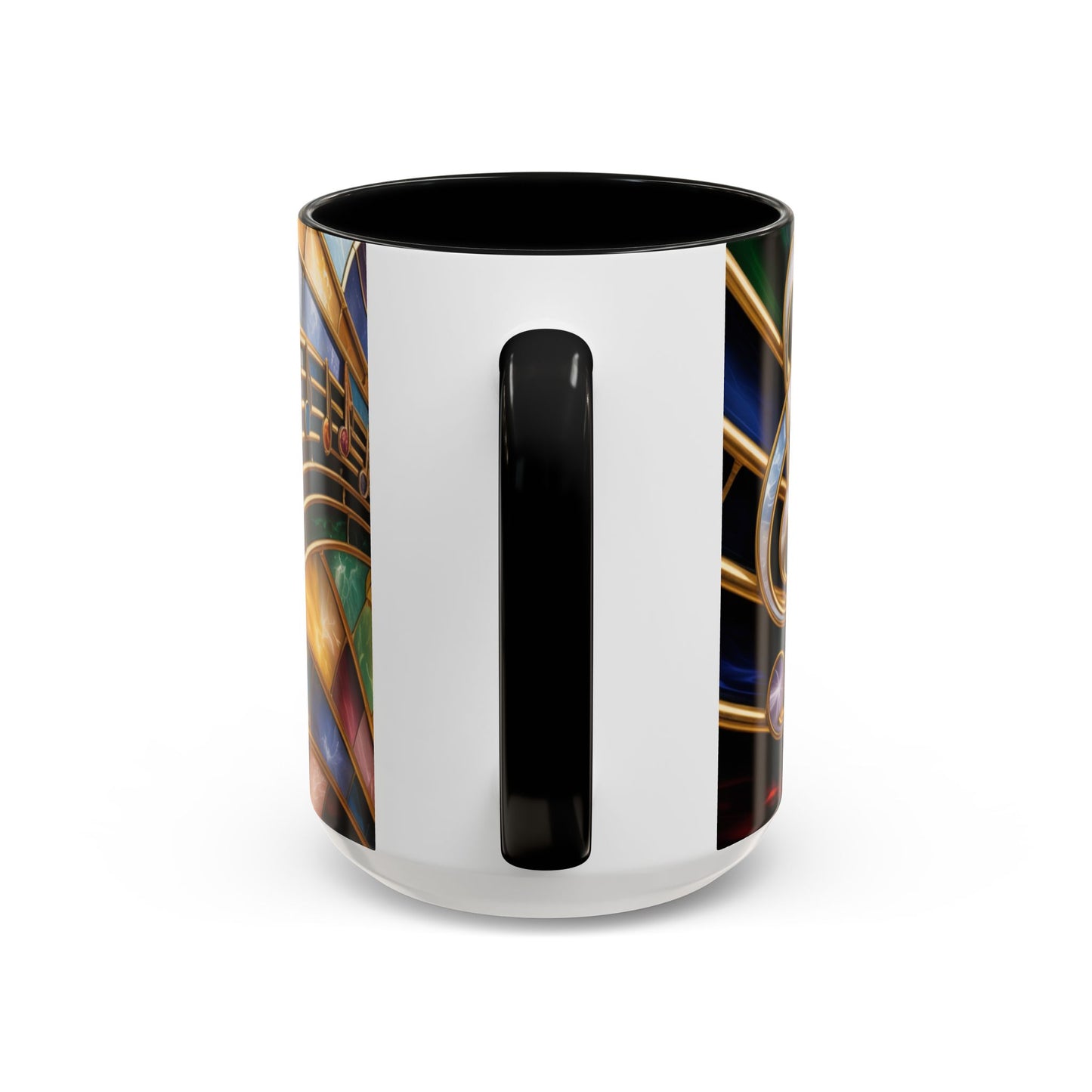 Stained Glass Music Mug, Musical Notes Coffee Cup, Colorful Treble Clef Mug, Musician Gift Idea, Music Lover Cup, Art Mug for Singers