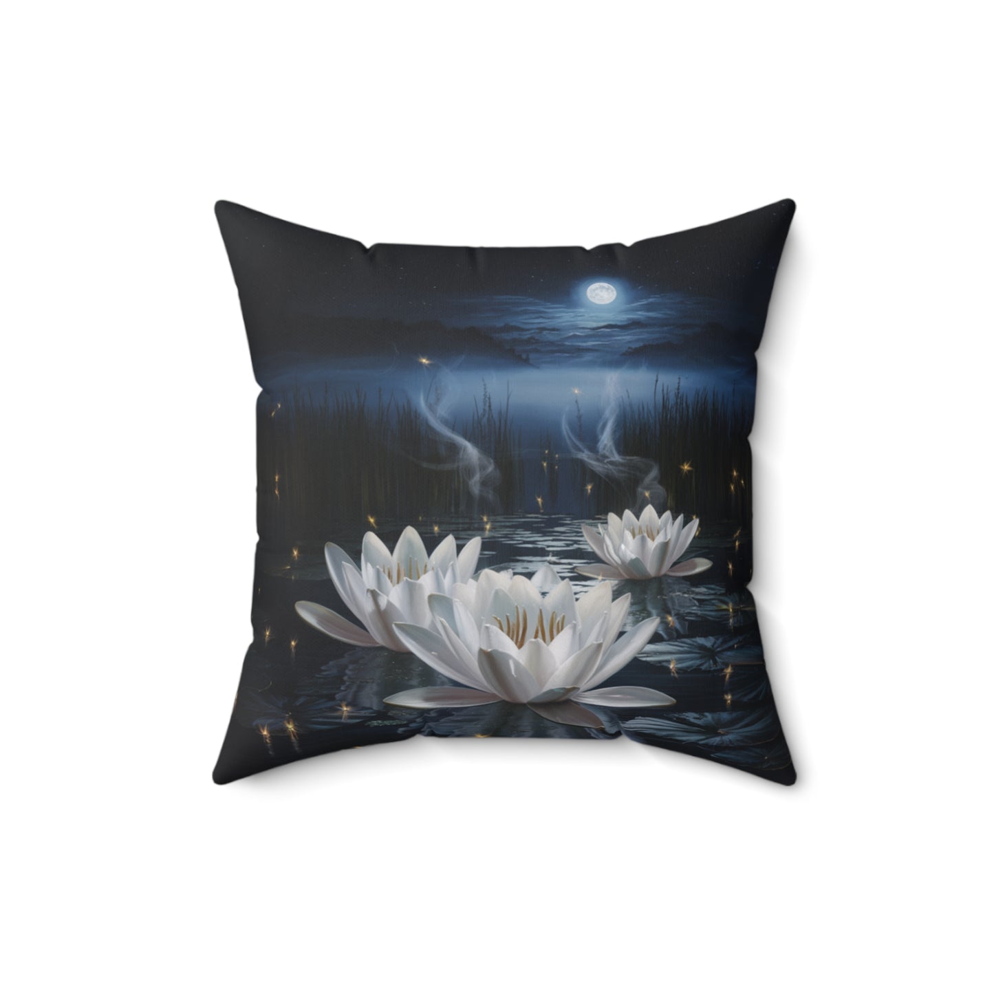 Moonlit Water Lily Pillow