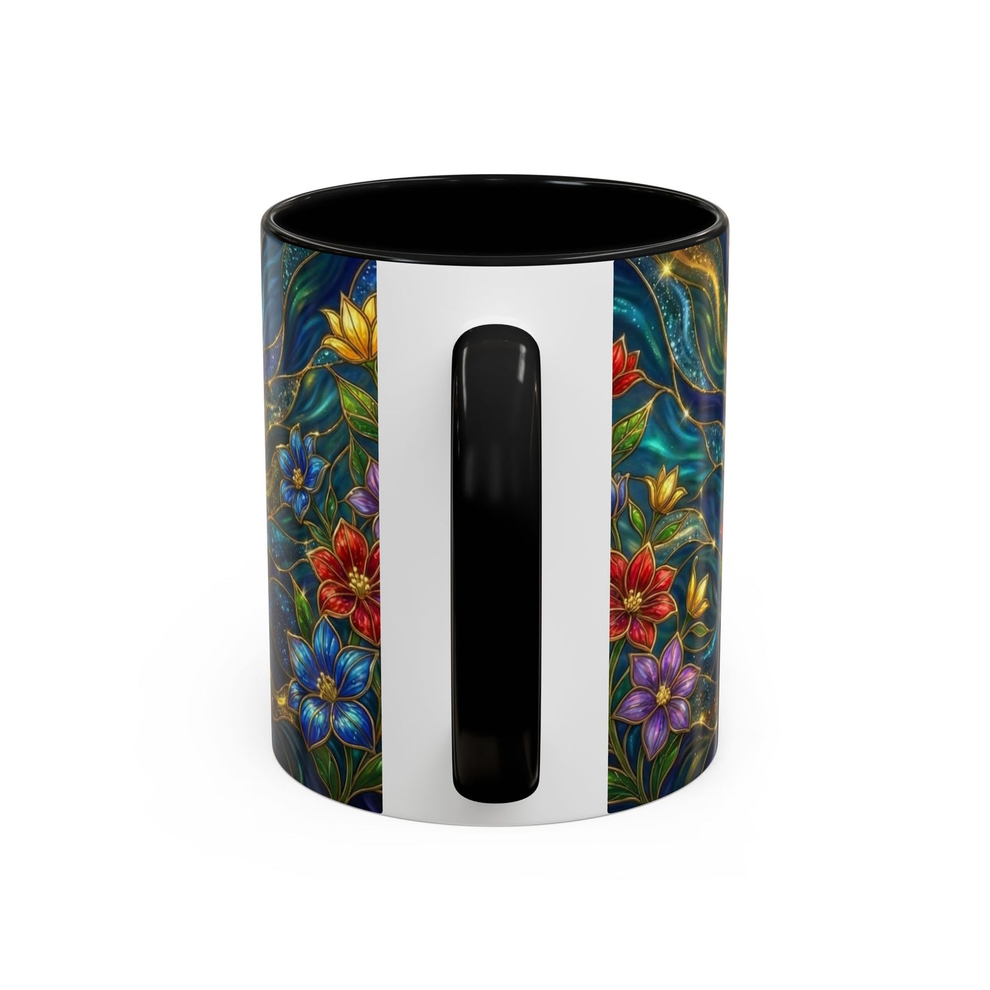 Guitar Coffee Mug, Stained Glass Guitar Art Mug, Music Lover Gift, Floral Acoustic Guitar Mug, Ceramic Coffee Cup, Unique Musician Gift, 11oz