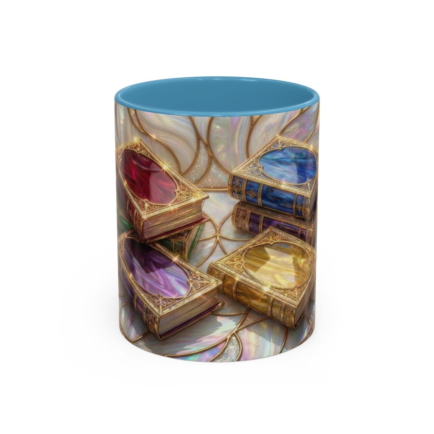 Stained Glass Book Mug, Fantasy Book Lover Coffee Cup, Magical Library Mug, Bookish Gift For Readers, Dark Academia Mug