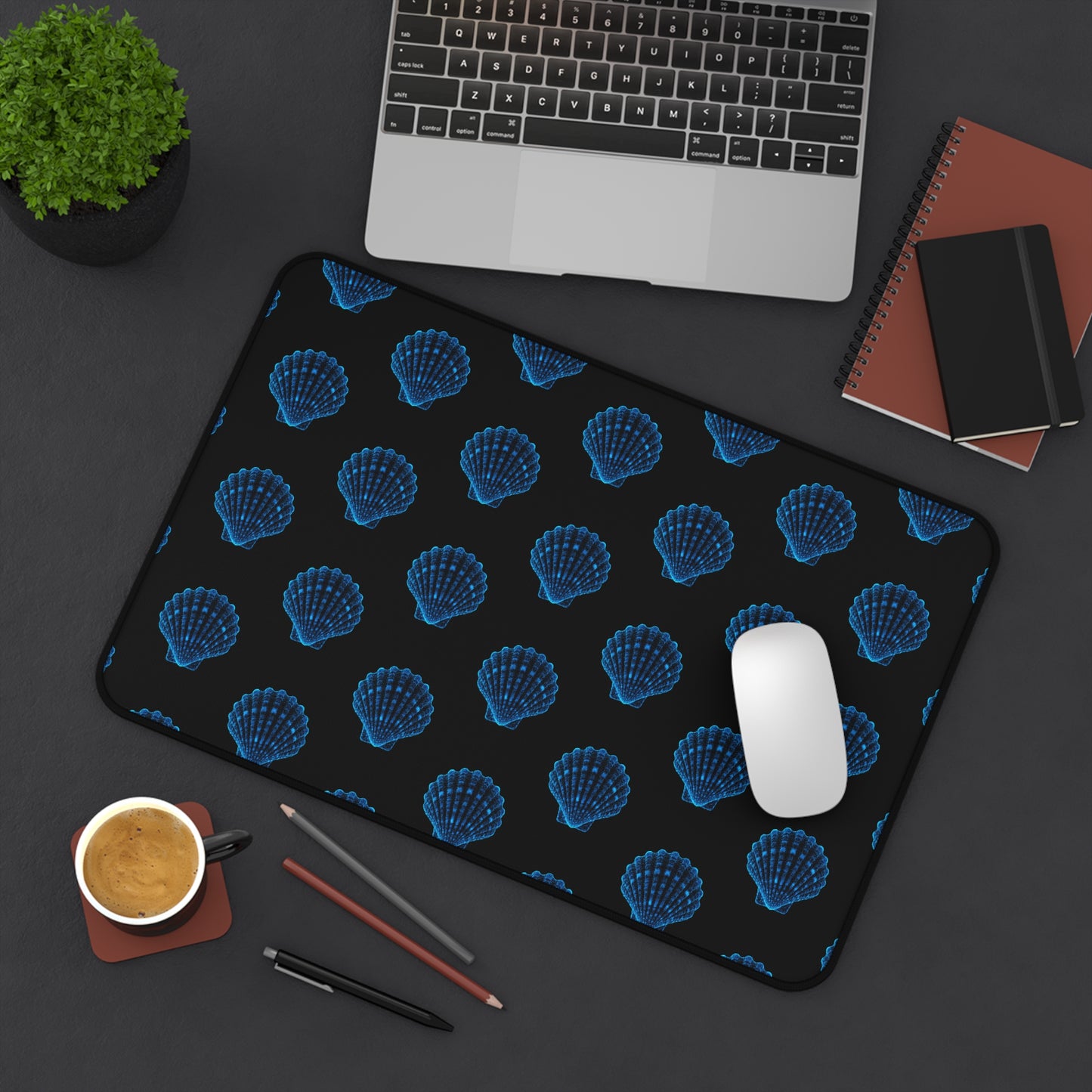 Desk Mat Bioluminescent SeaShells Mouse Pad for Ocean Lovers Nautical Decor Marine Mat