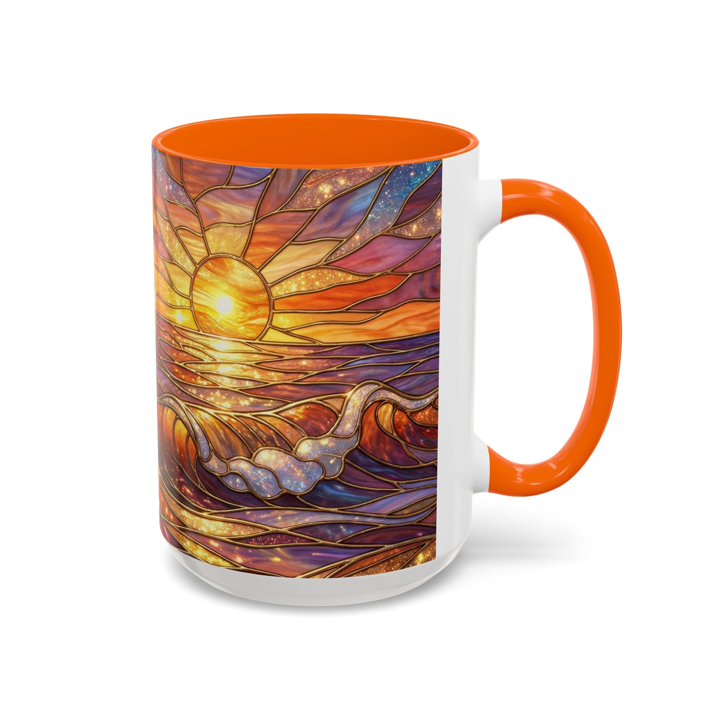 Stained Glass Wave Mug, Ocean Sunset Coffee Cup, Vibrant Beach Art, Sea Lover Gift, Mosaic Tea Cup, Summer Kitchen Decor, Nature Drinkware