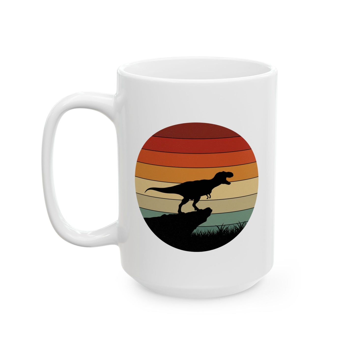 Retro T-Rex Dinosaur Coffee Mug - Funny Tea-Rex Ceramic Cup, Gift for Dino Lovers and Office Humor - 11oz or 15oz