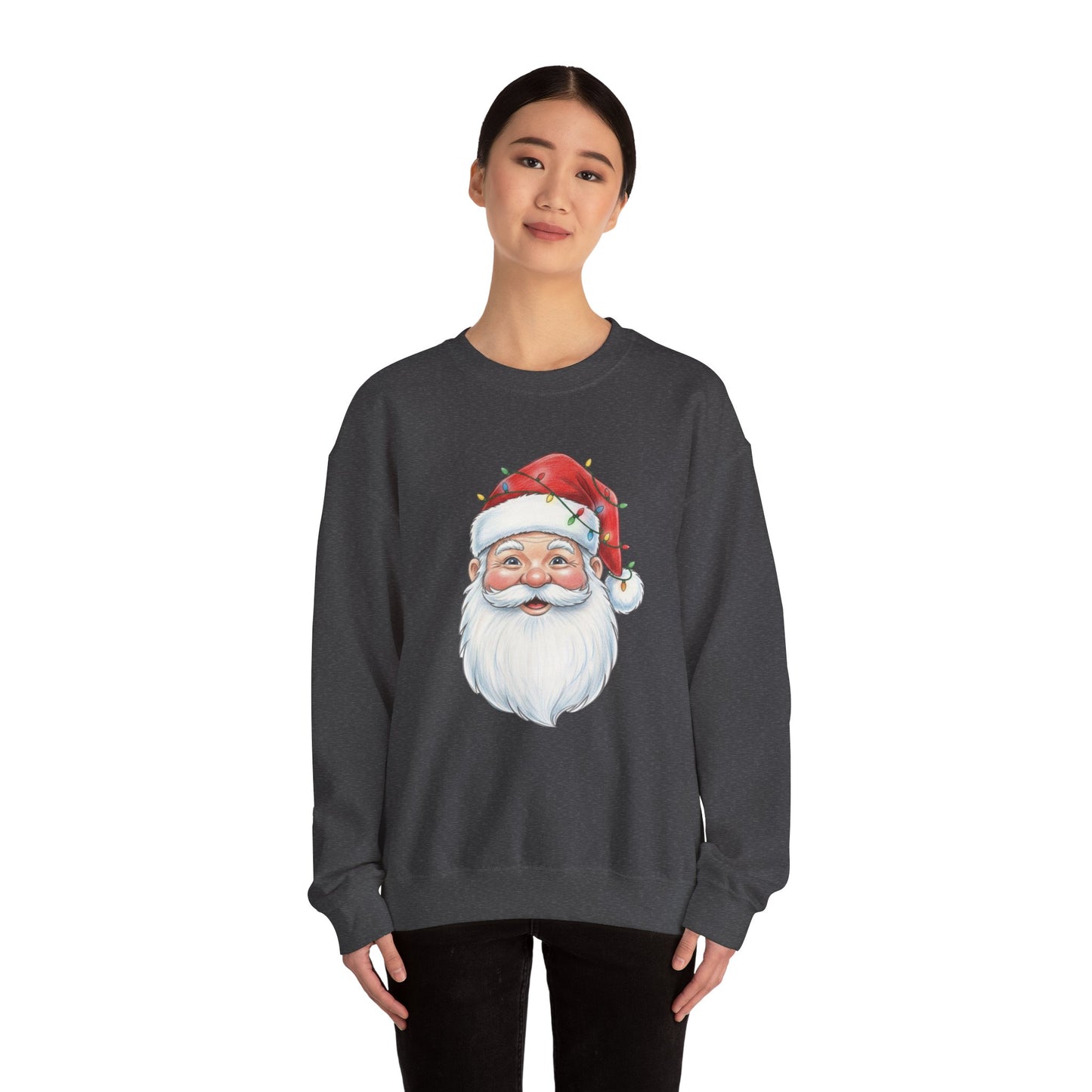 Santa Claus Christmas Sweatshirt, Vintage Santa Crewneck, Holiday Santa Face Sweater, Cute Christmas Lights Santa Shirt, Funny Xmas Sweatshirt