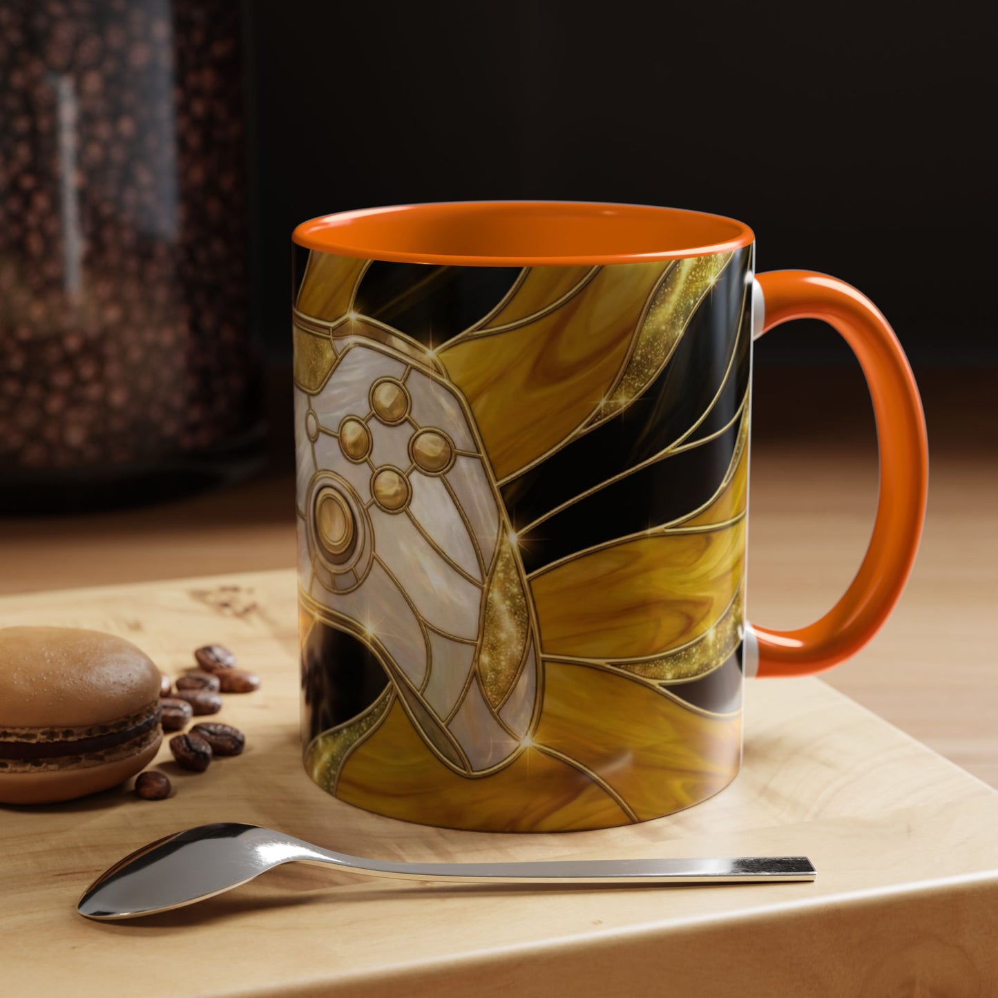Stained Glass Gamer Mug, Gold Controller Coffee Cup, Video Game Gifts for Him, Gamer Boyfriend Gift, Teen Boy Gaming Mug, Desk Decor
