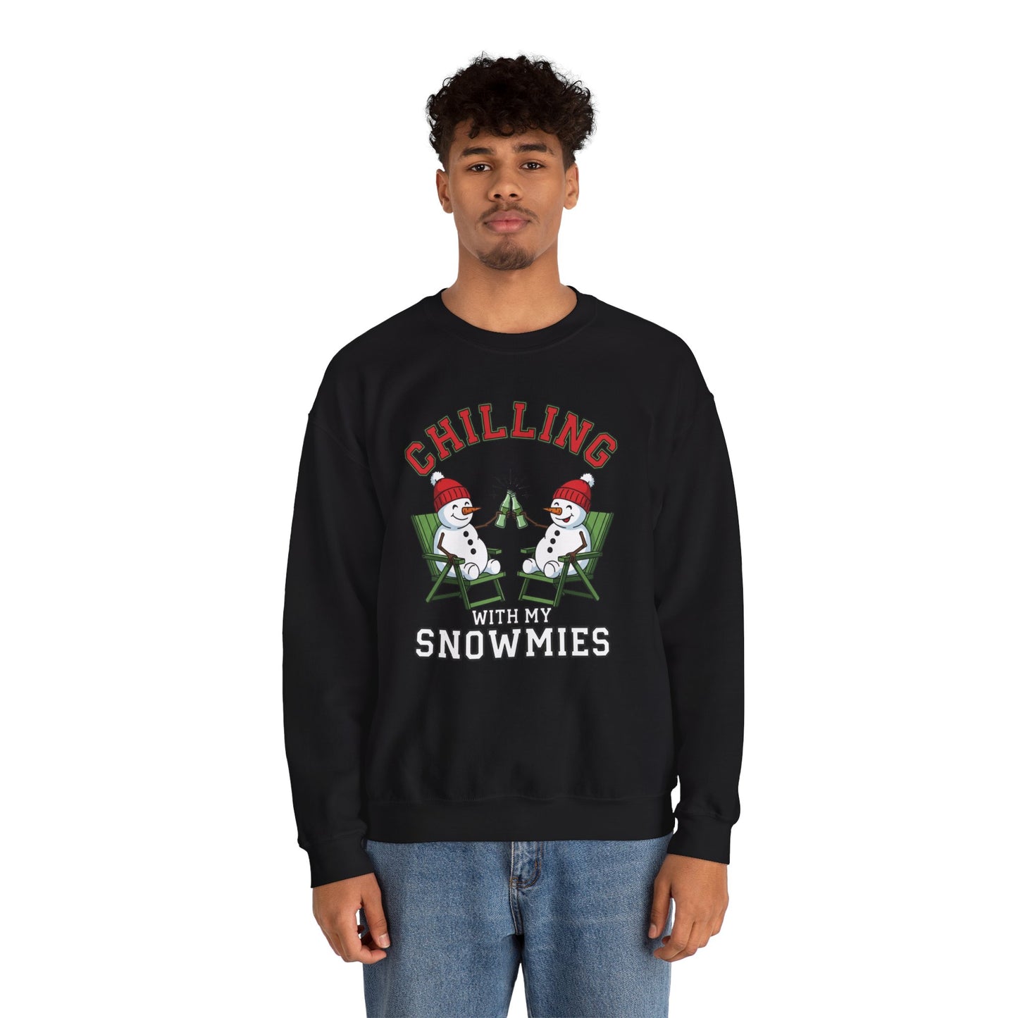 Chilling With My Snowmies Sweatshirt - Funny Christmas Snowman Sweater, Holiday Party Shirt, Cute Winter Gift, Matching Friends Xmas Top