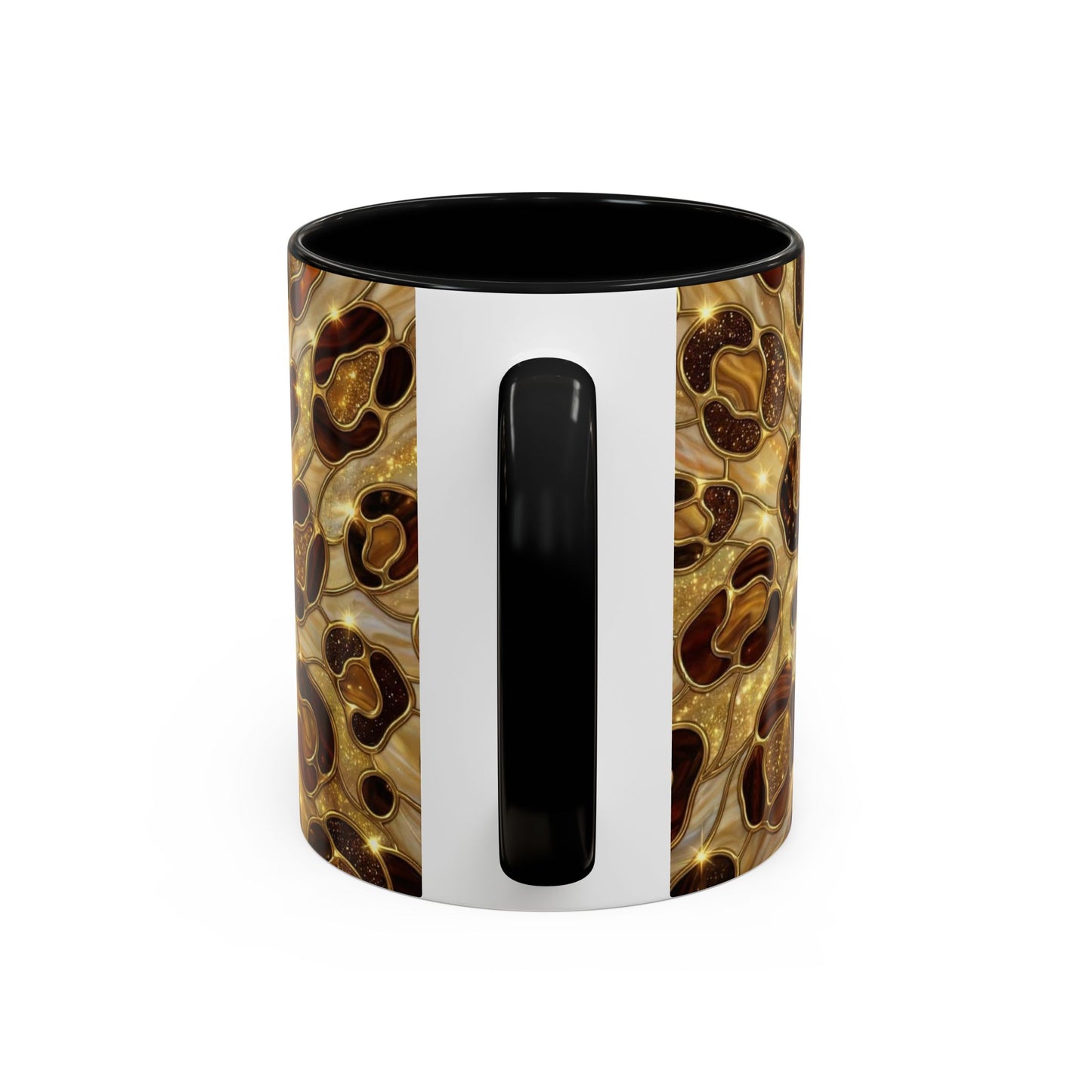 Stained Glass Leopard Print Mug, Gold Cheetah Coffee Cup, Luxury Animal Print Gift, Glam Mosaic Tea Mug, Trendy Desk Decor For Her Gifts
