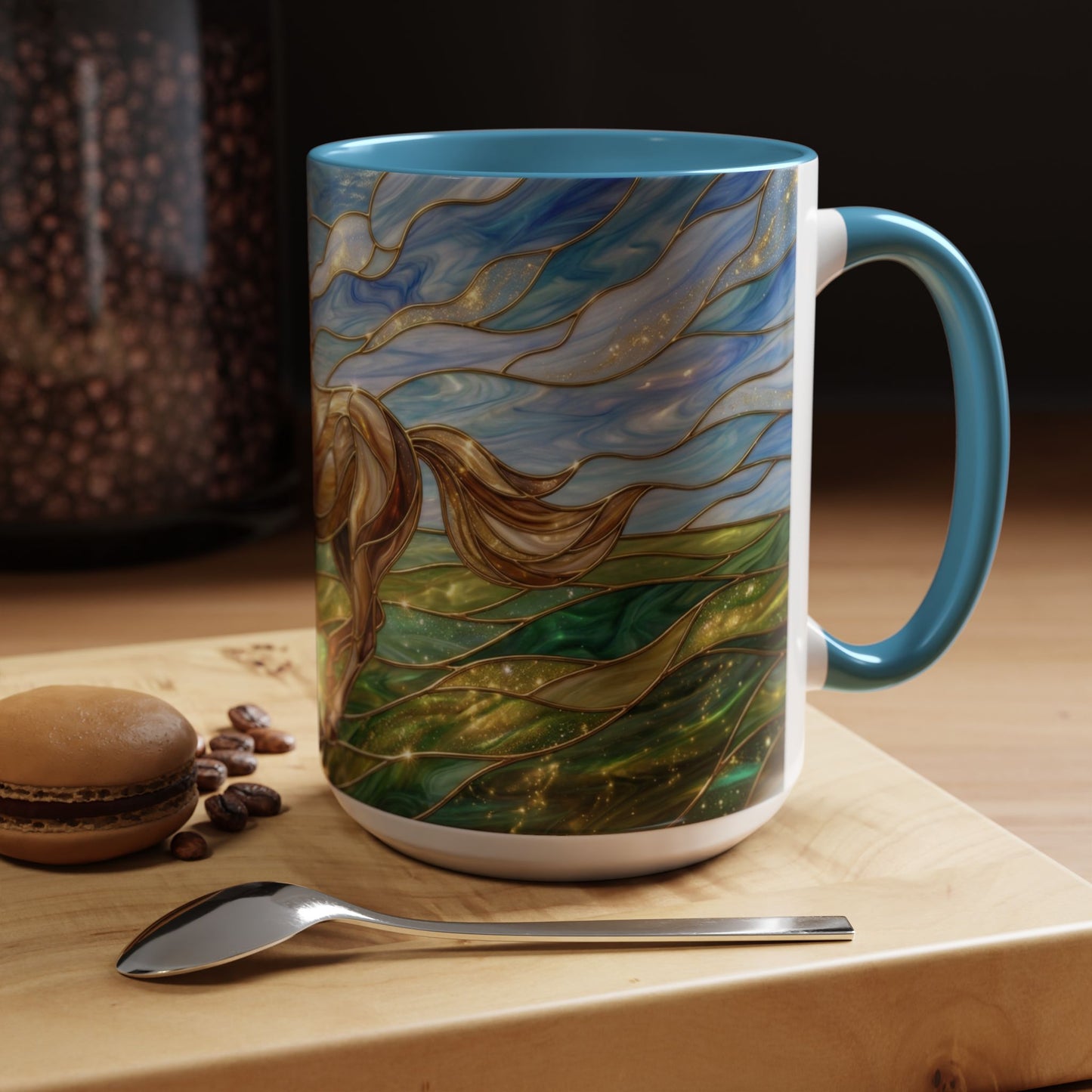 Stained Glass Horse Mug, Horse Coffee Mug, Running Horse Cup, Equestrian Gift Mug, Nature Art Mug, Horse Lover Gift