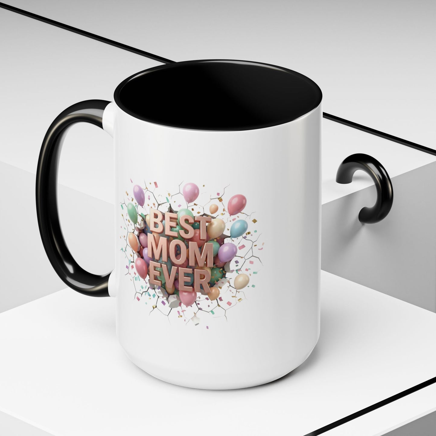 Personalized Mom Mug, Best Mom Ever Gift, Custom Name Coffee Cup, 3D Balloon Design, Mothers Day Gift, New Mom Gift 2025, Custom Mug