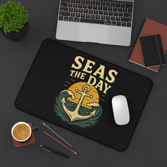 Seas the Day Mouse Pad – Nautical Desk Mat with Anchor Design | Funny Office Gift for Coworkers, Ocean Lovers & Home Office Setup
