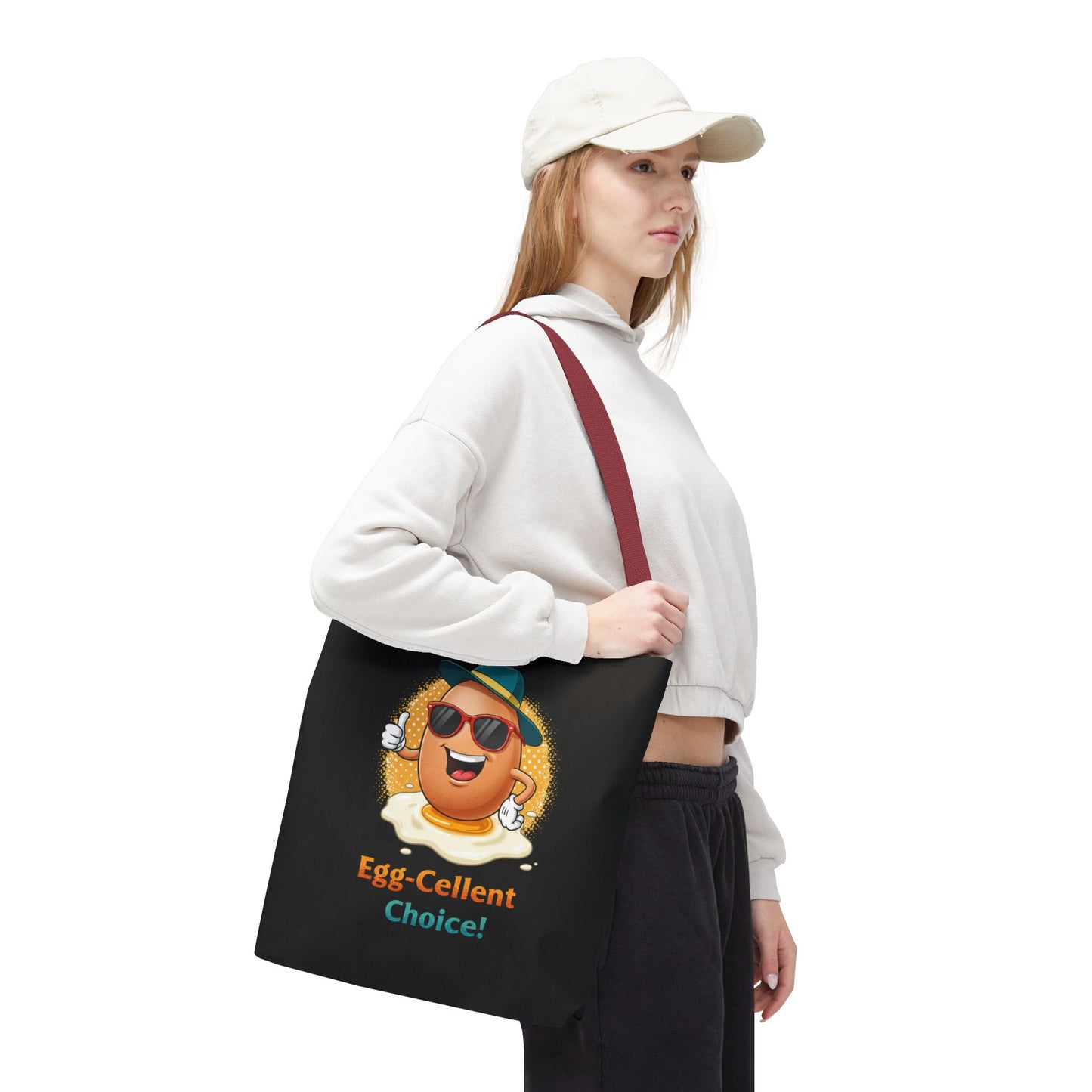 Tote Bag: Egg-Cellent Choice Thumbs Up Pun Design