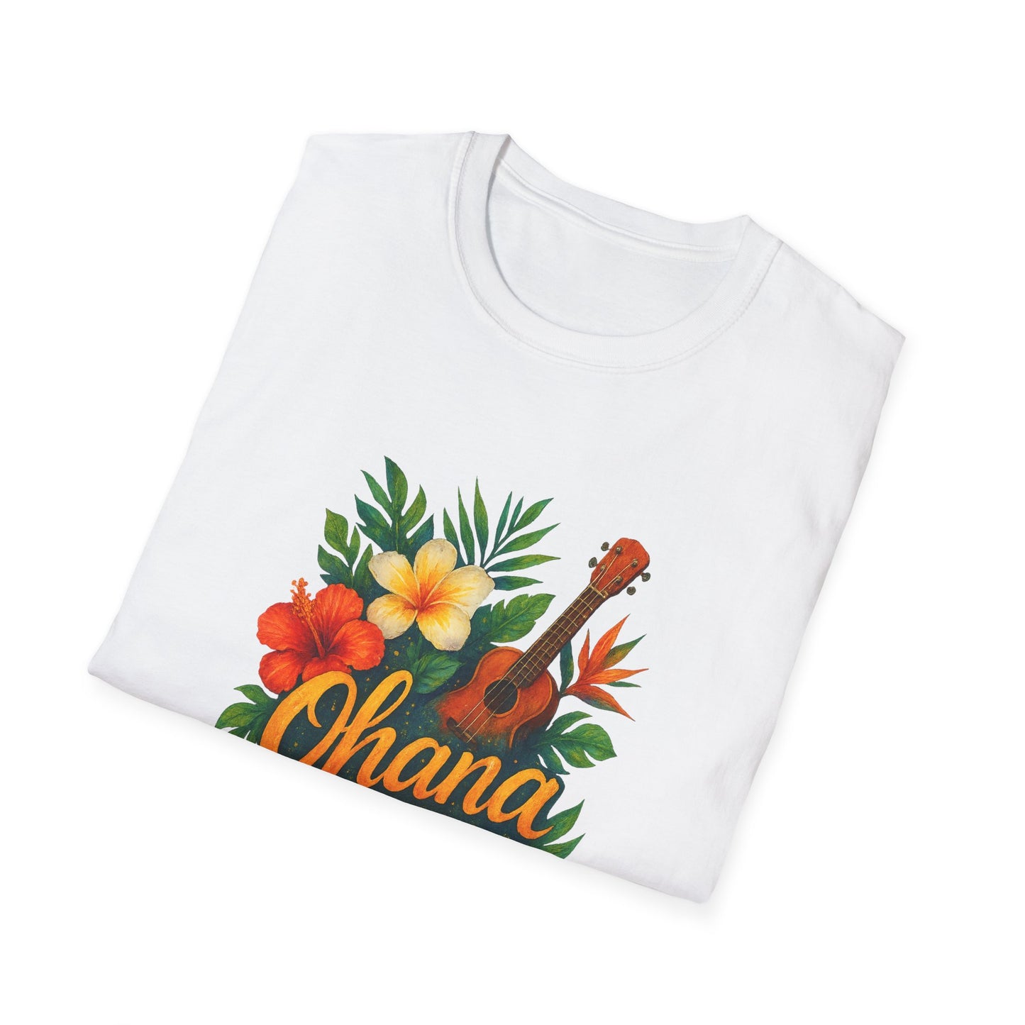 Ohana Hawaiian Shirt | Tropical Family T-Shirt | Luau Vacation Tee | Aloha Summer Shirt | Ukulele Turtle Floral Beach Gift