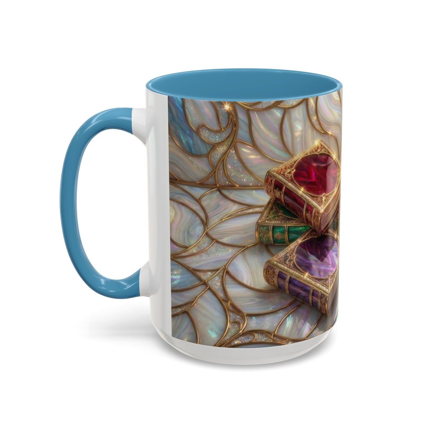 Stained Glass Book Mug, Fantasy Book Lover Coffee Cup, Magical Library Mug, Bookish Gift For Readers, Dark Academia Mug