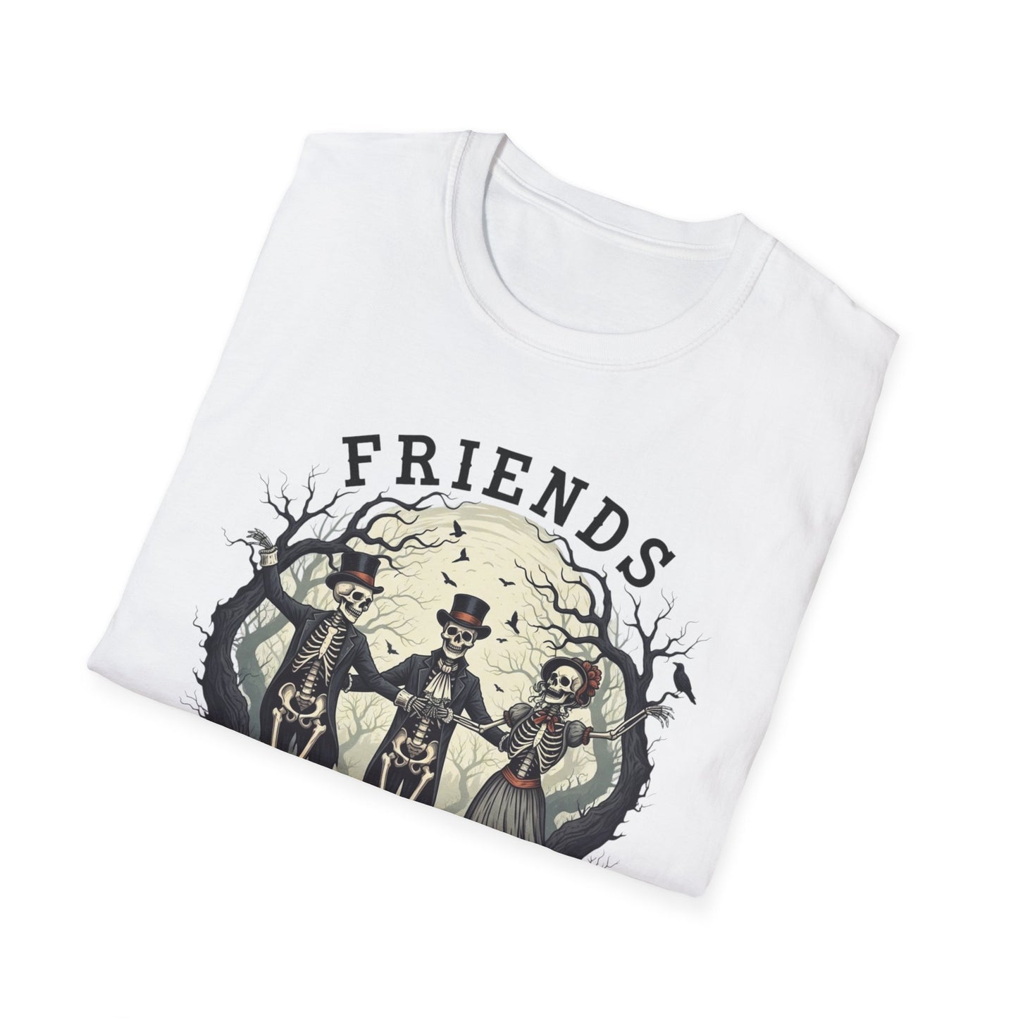 Friends Till The End Skeleton Tee | Dancing Skeleton Friends Shirt | Halloween Gothic BFF Gift | Unisex Heather Grey Graphic T-Shirt